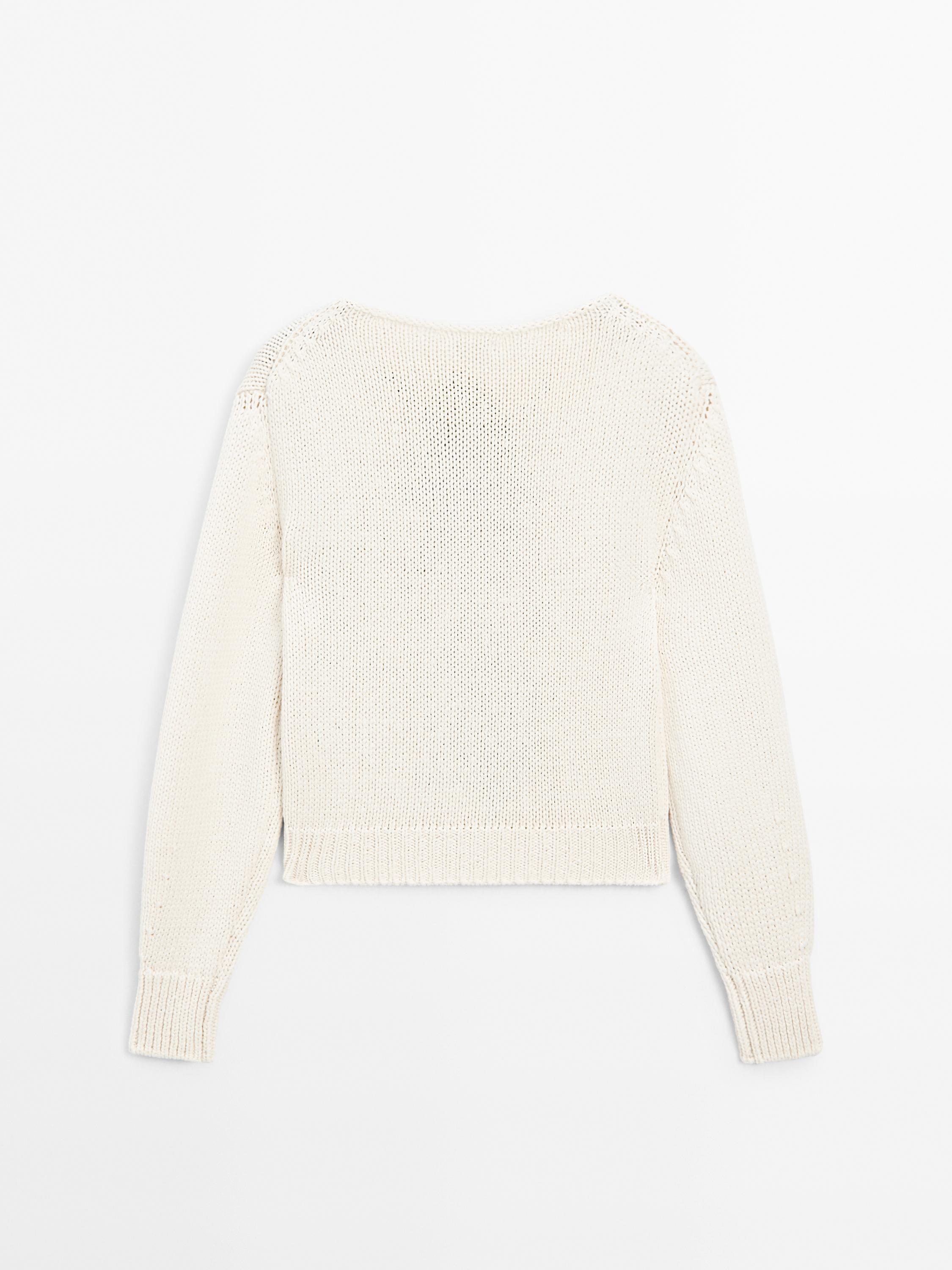 Cotton blend diamond knitted jumper
