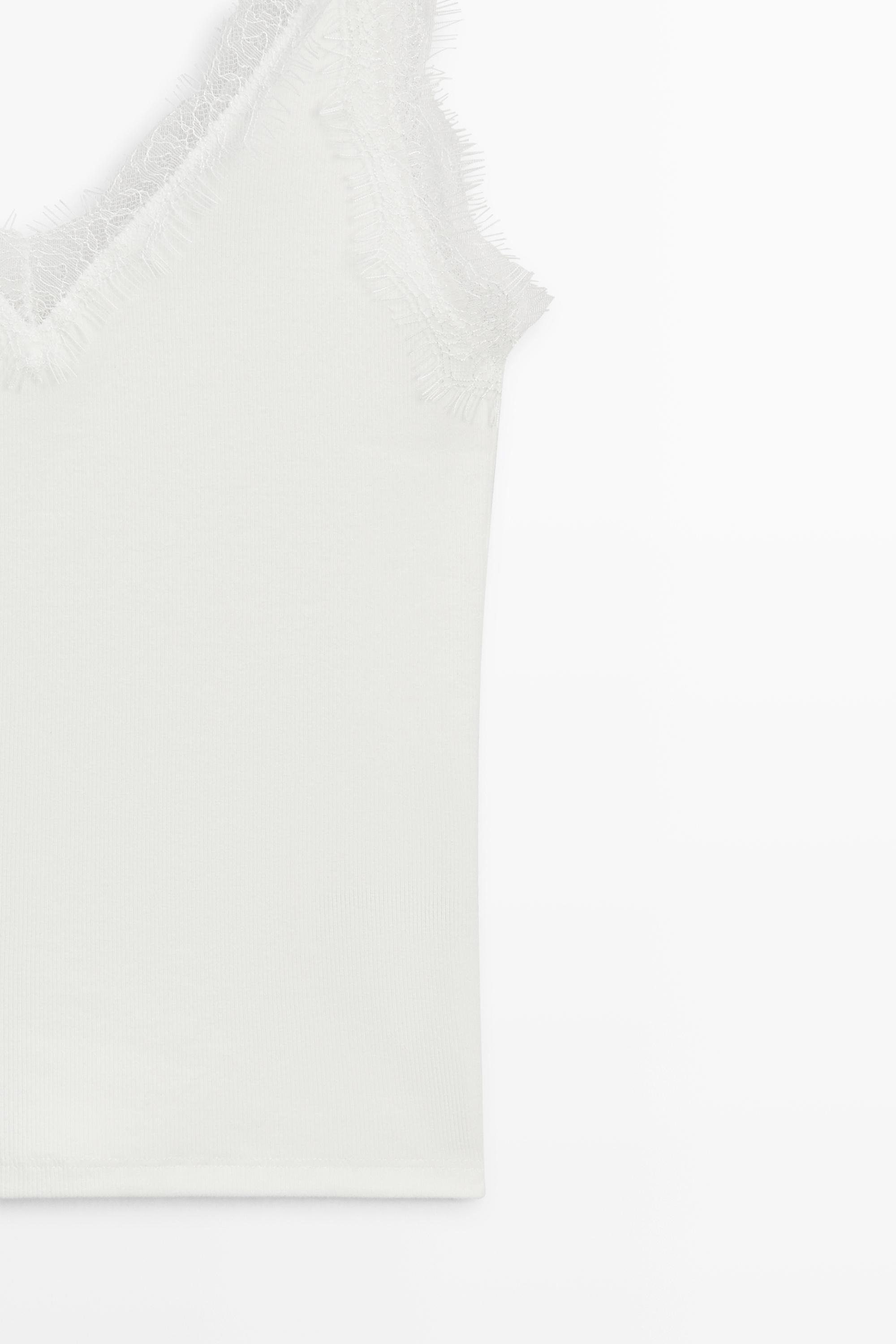 Strappy lace-trim top — Off white