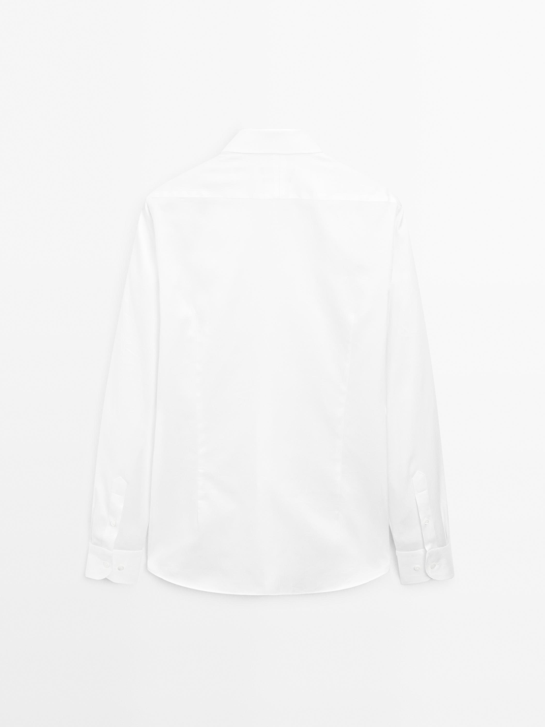 Slim fit 100% cotton twill shirt — WHITE