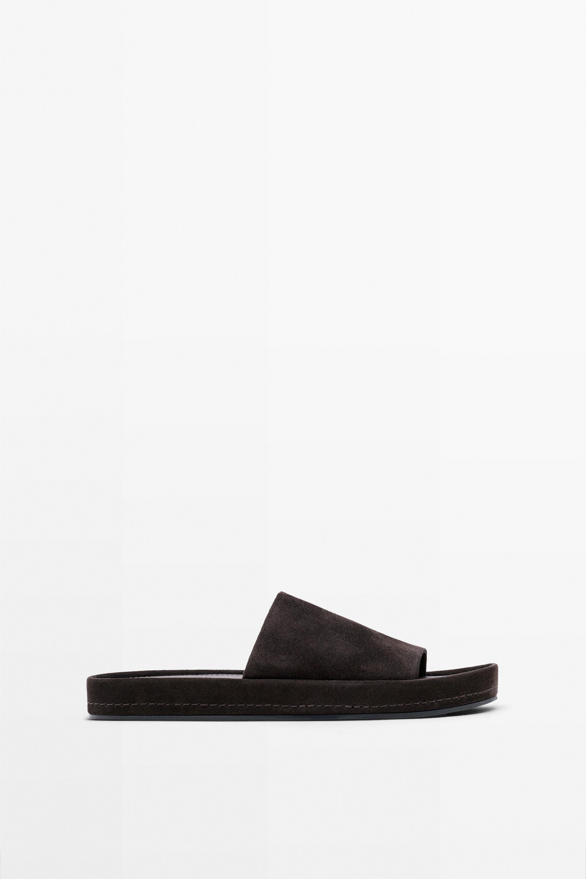 Platform slide sandals — BROWN