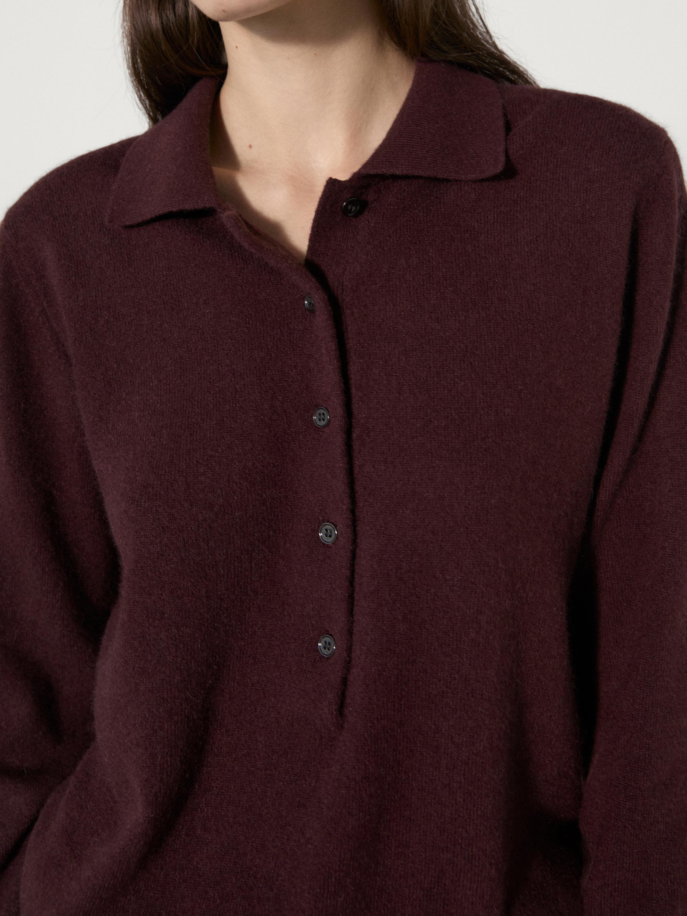 100% cashmere knit polo sweater