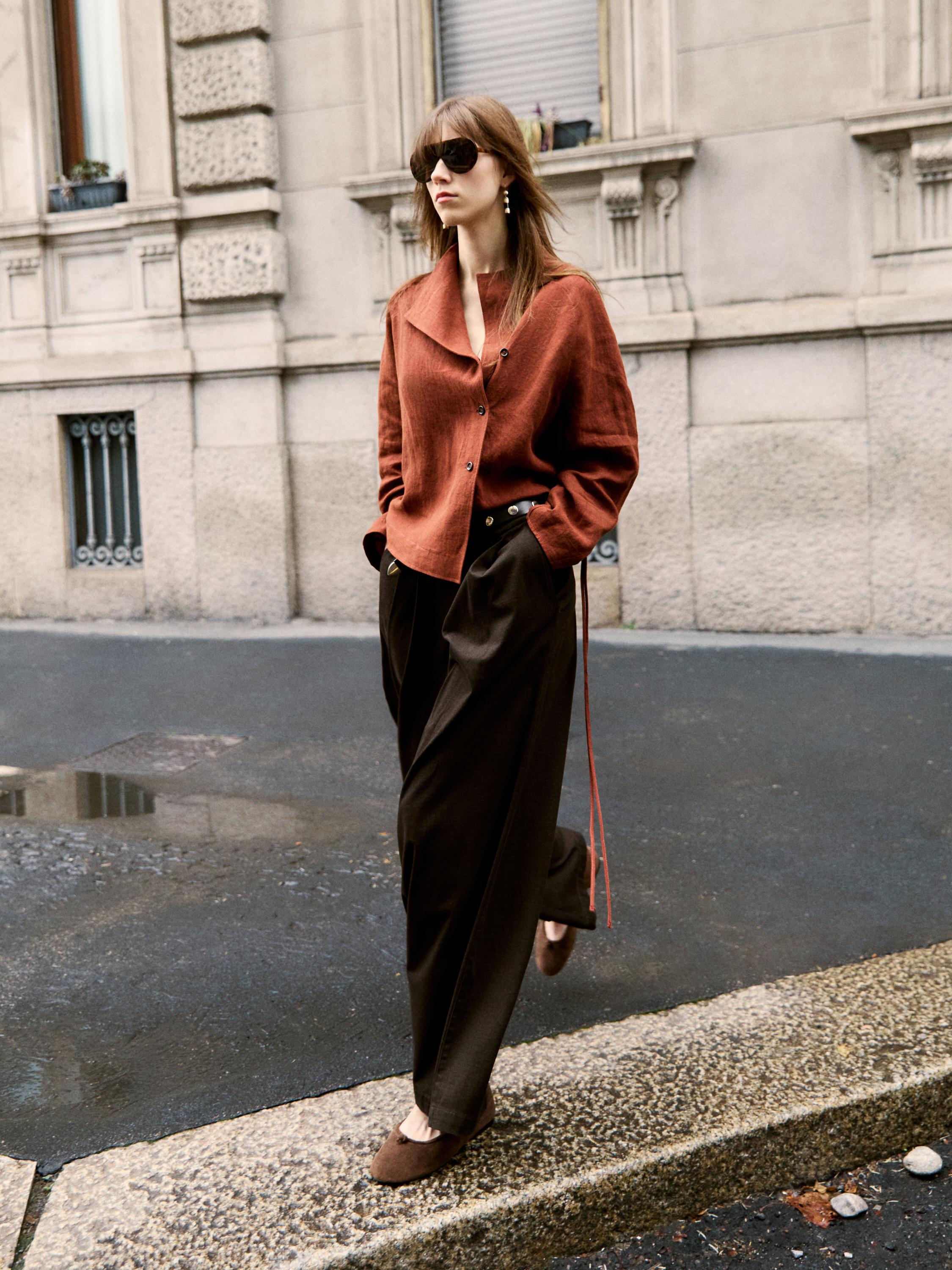 Darted sarouel trousers — BROWN