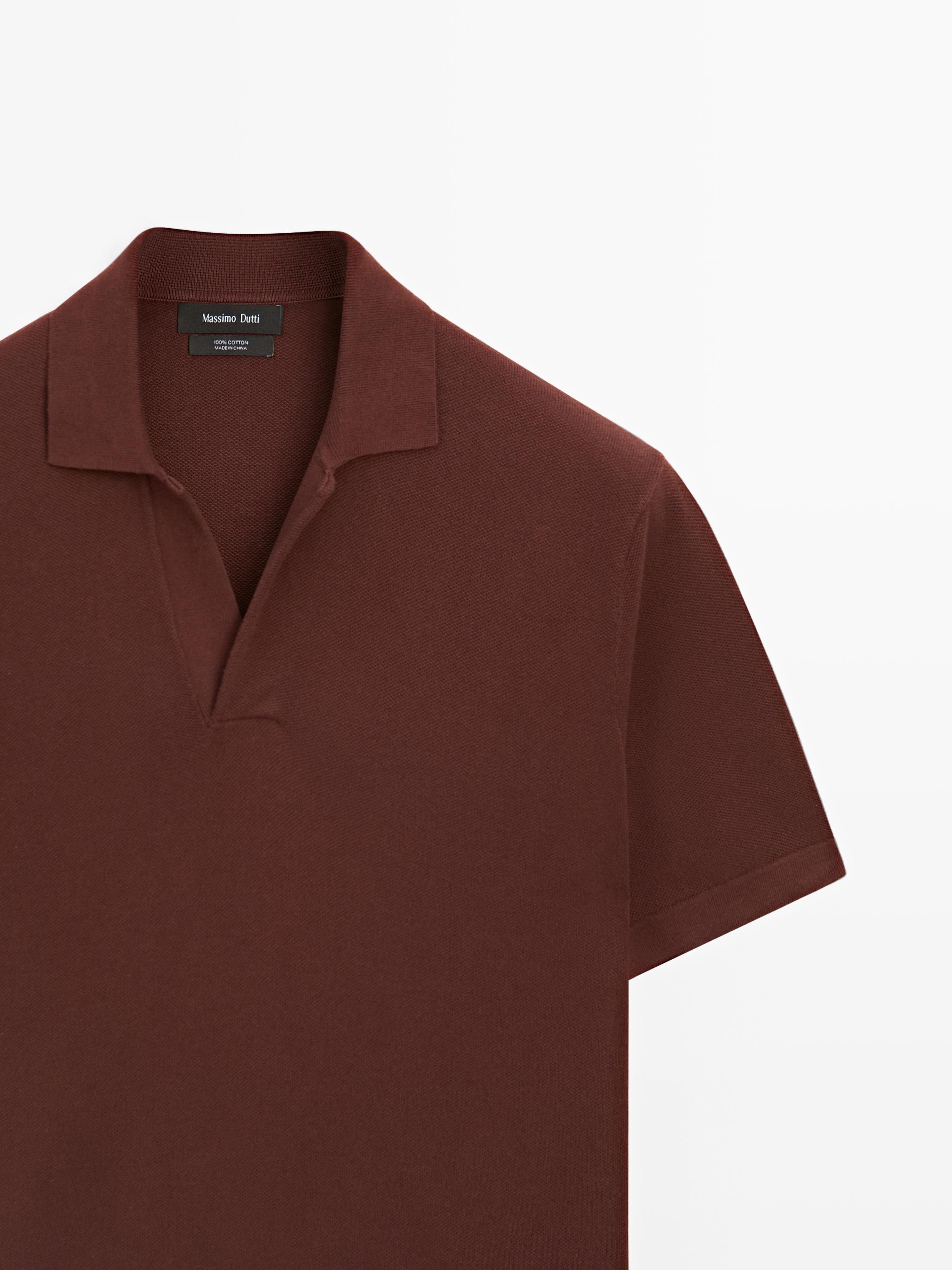 Knit V-neck polo shirt
