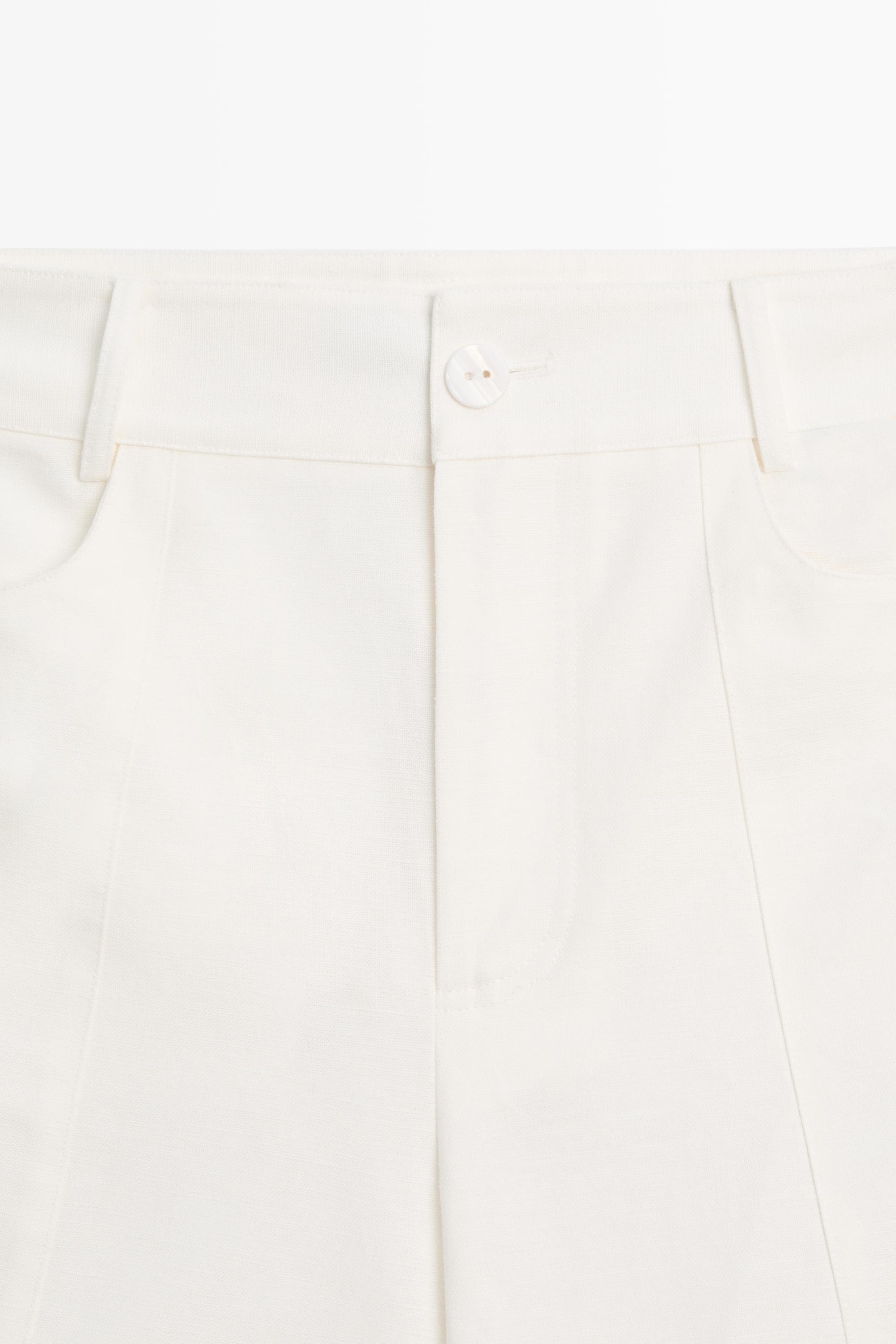 Cotton linen blend barrel fit pants — Off white
