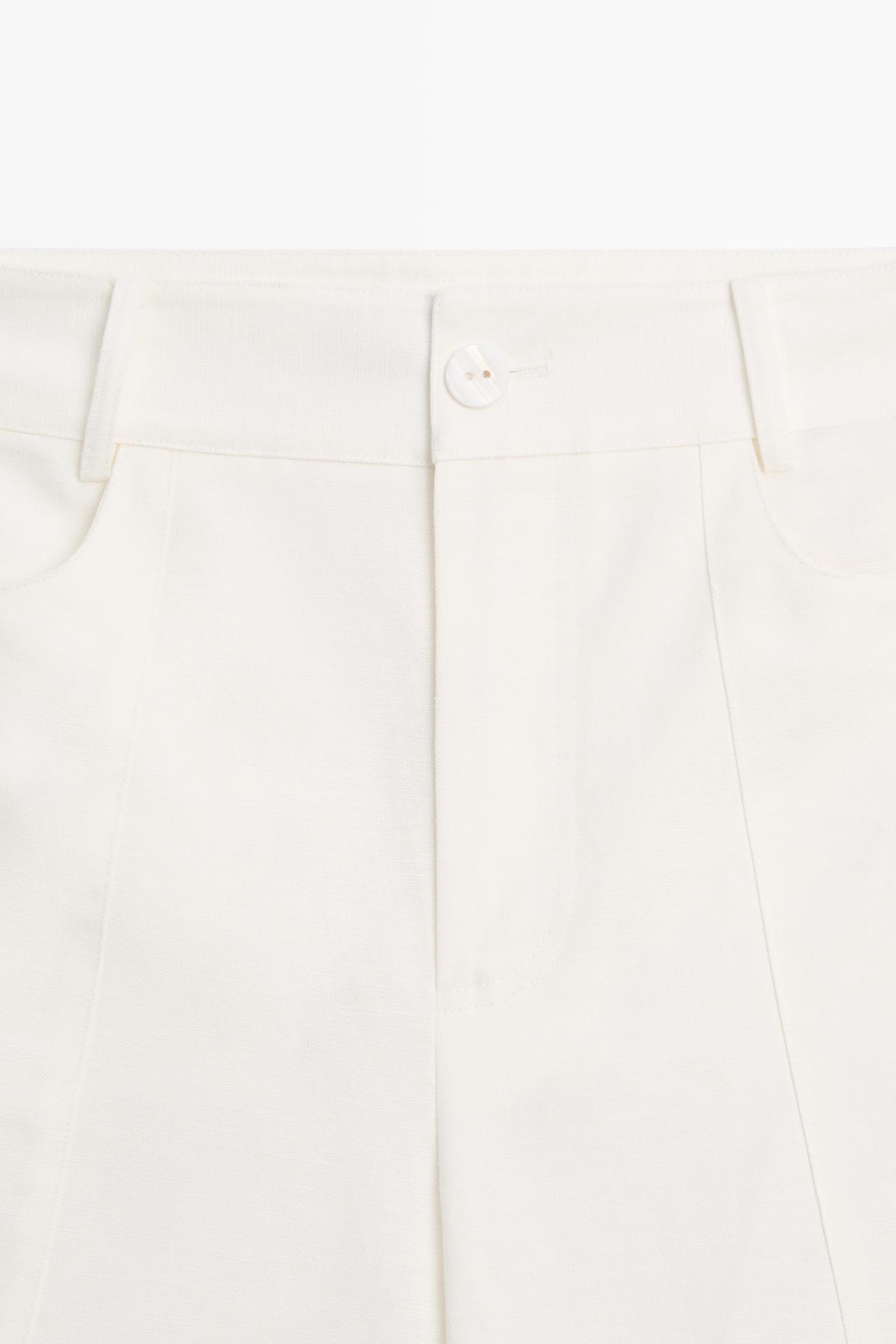 Cotton linen blend barrel fit pants — Off white