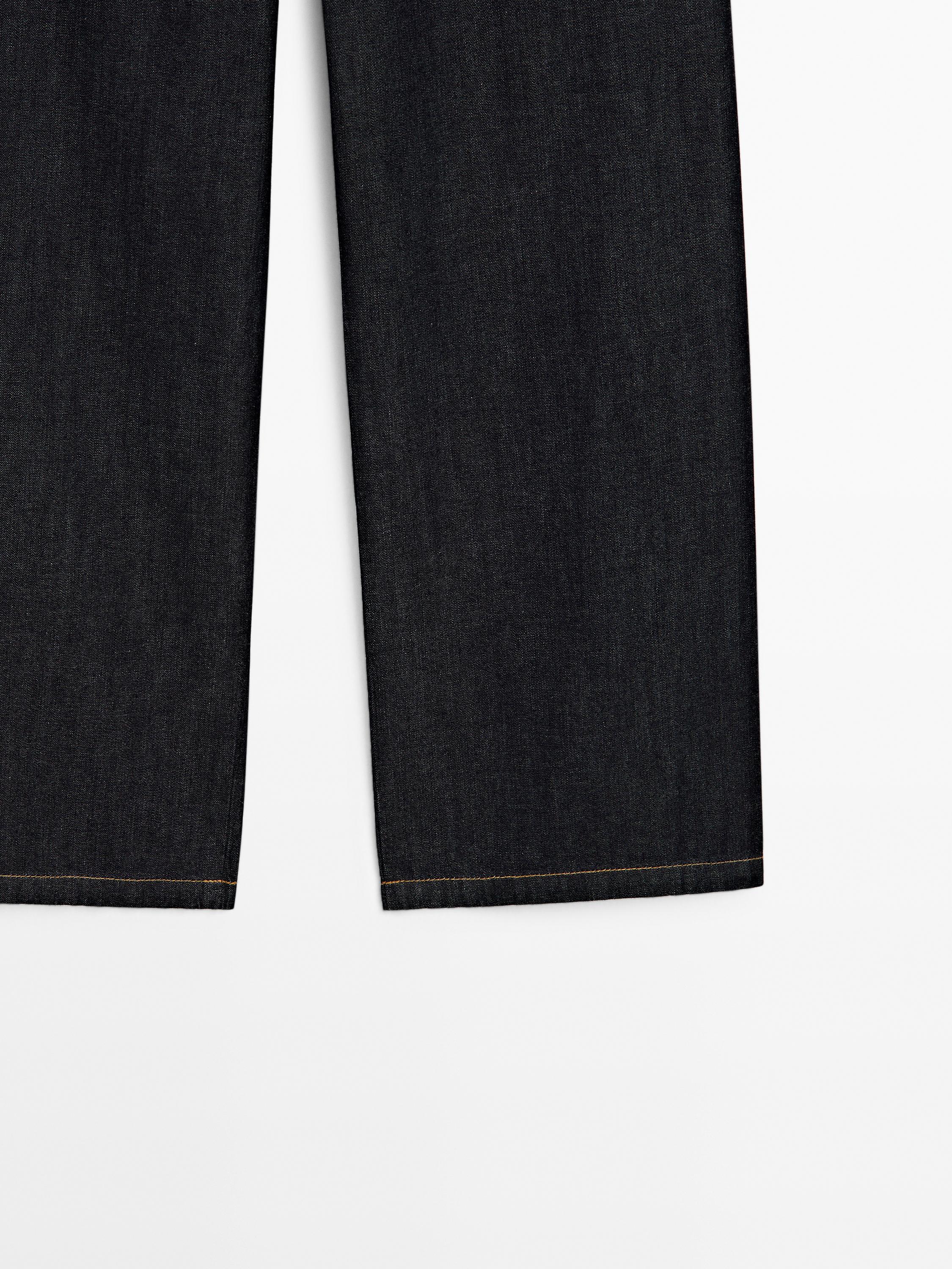 Wide-Leg-Jeans aus 100 % Baumwolle mit halbhohem Bund