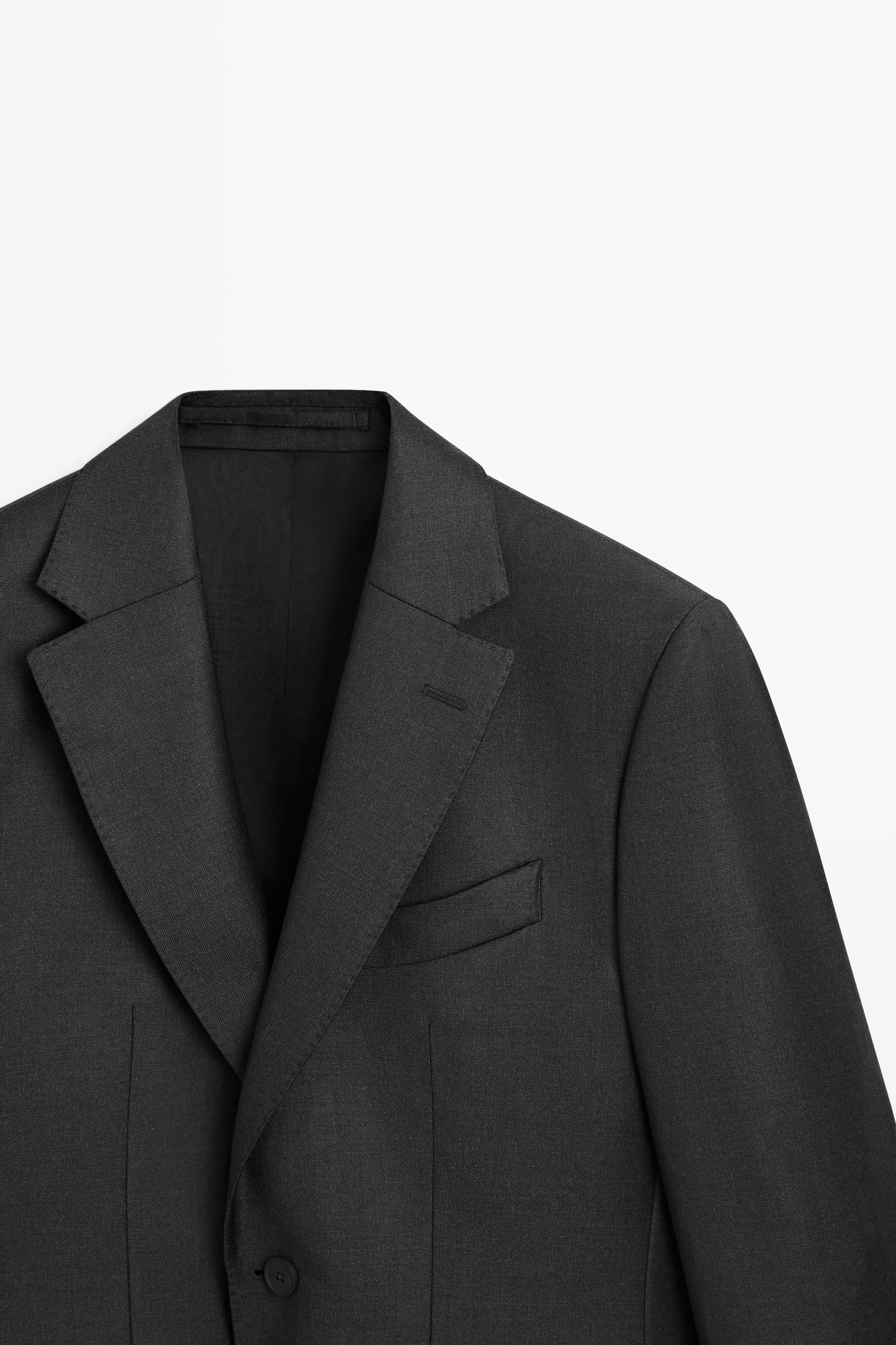 100% cool wool suit blazer — CHARCOAL