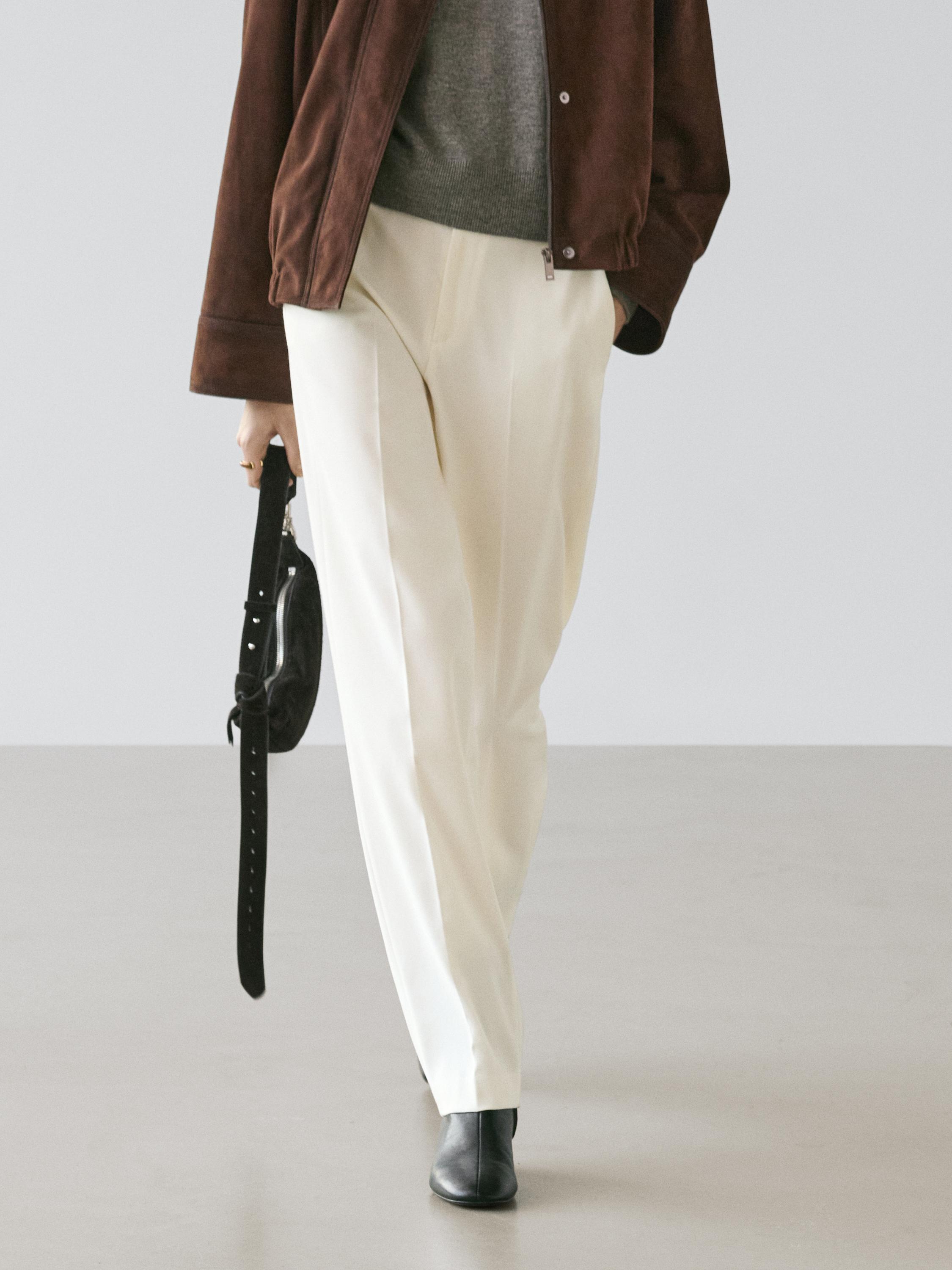 Straight-leg flowing trousers — CREAM