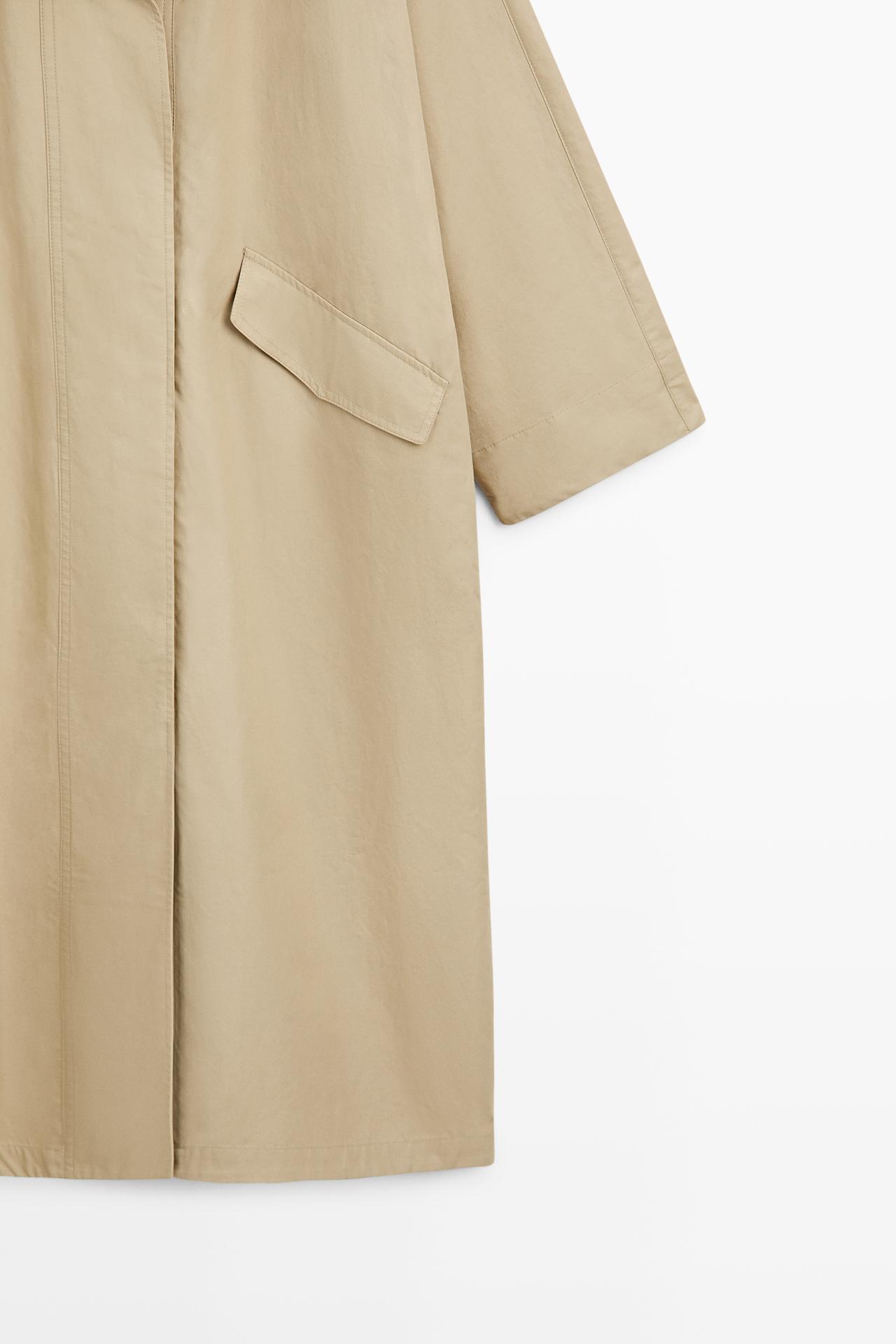 High neck 100% cotton trench coat — Light Beige