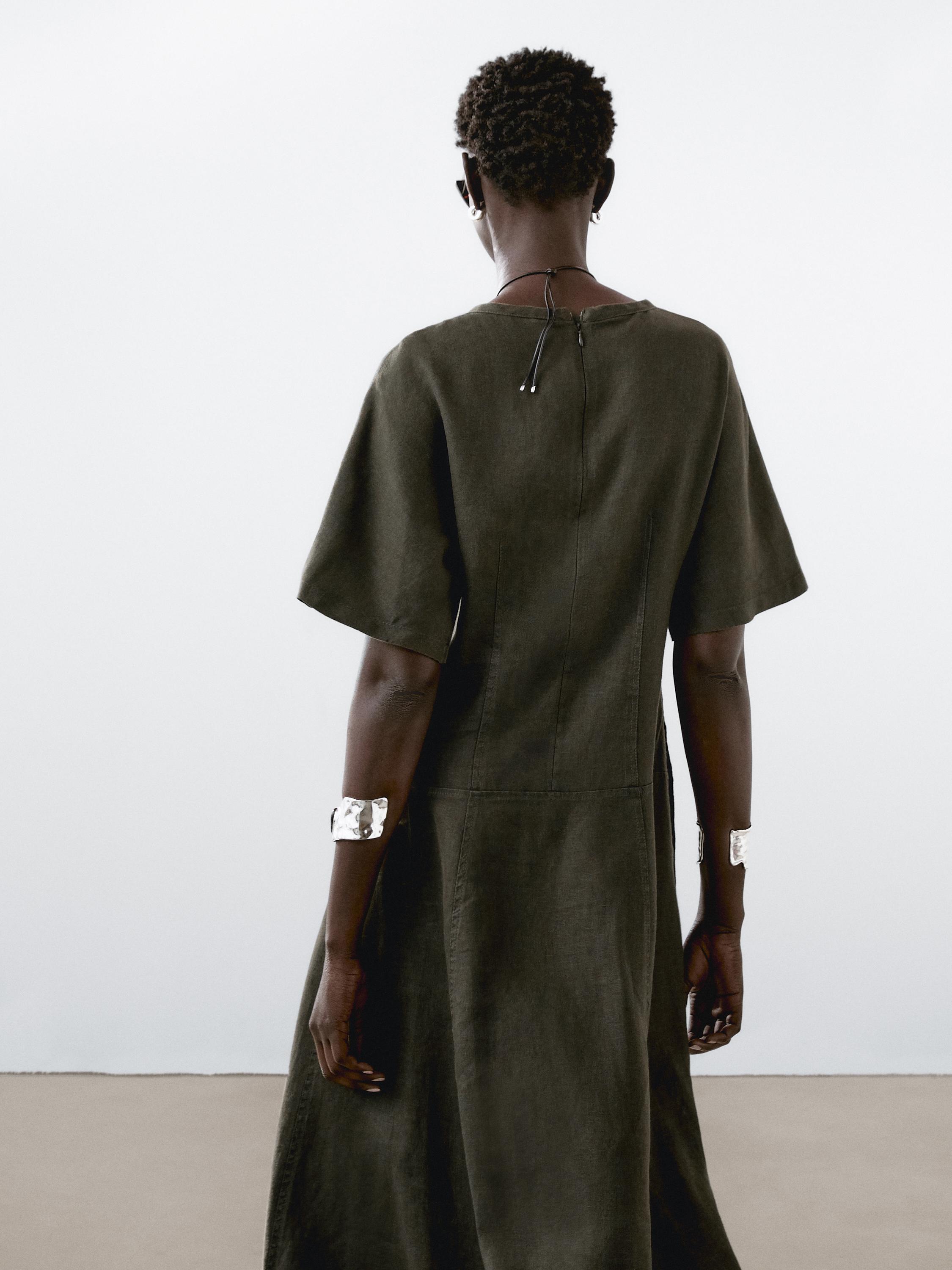 100% linen short sleeve dress