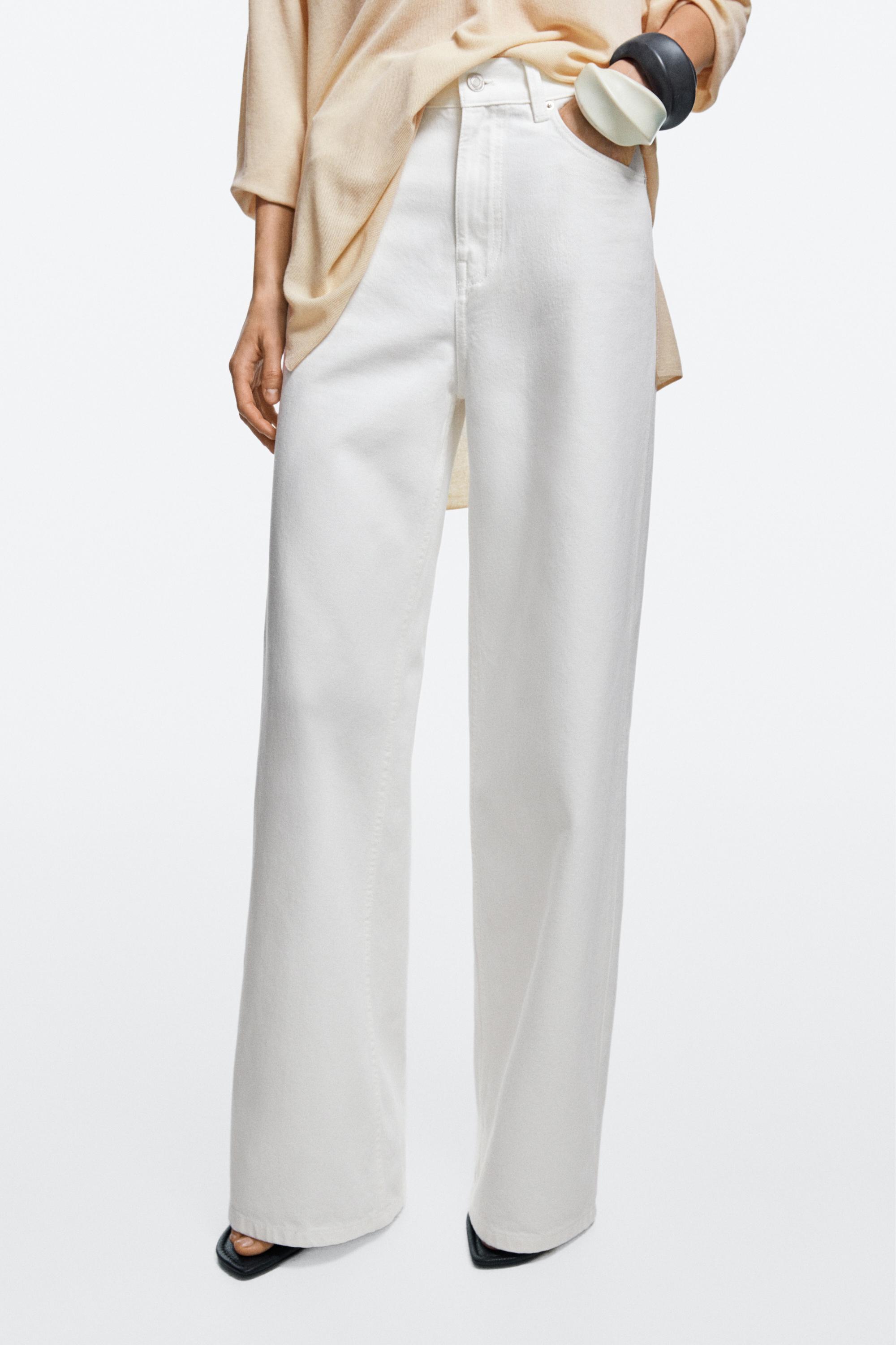 High-waist wide-leg jeans — Off white