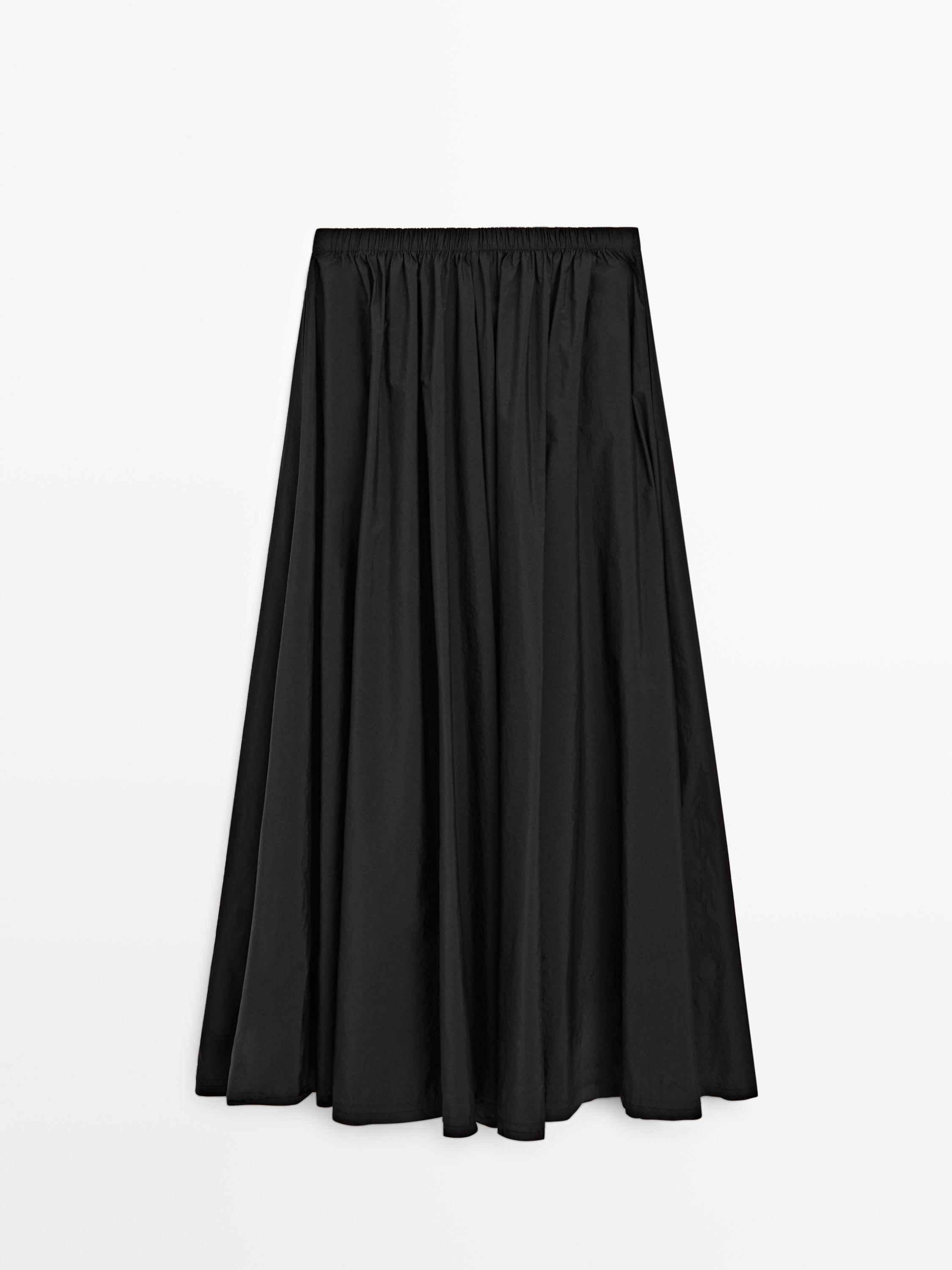 Technical fabric midi skirt — BLACK