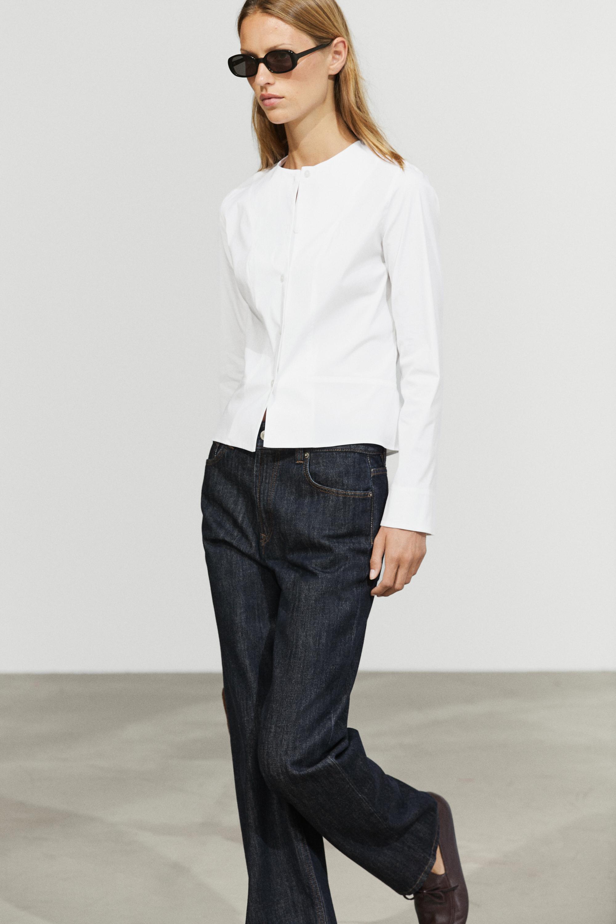 Poplin shirt with collar detail — WHITE