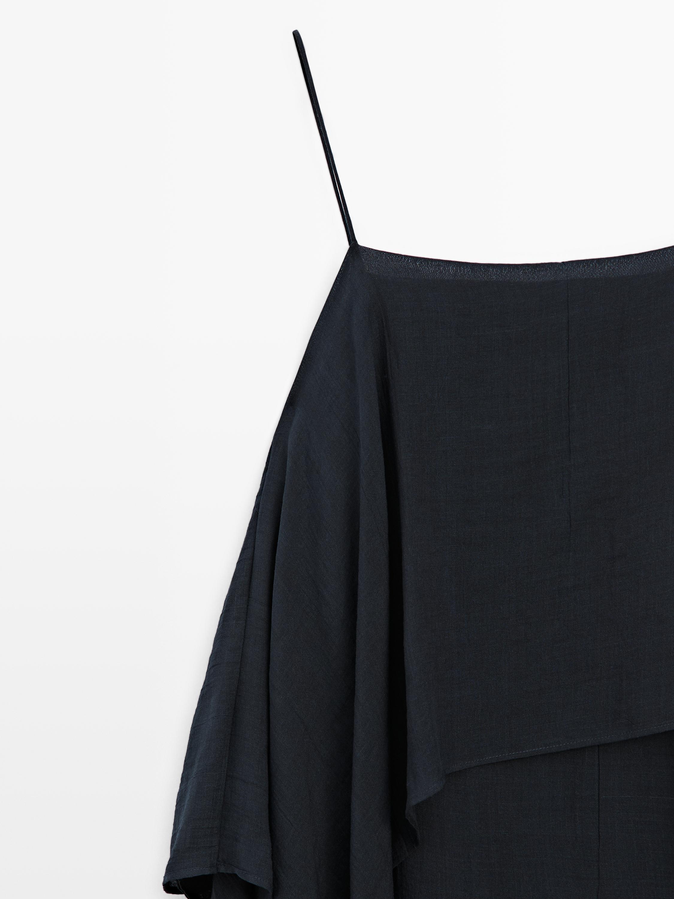 不對稱荷葉邊中長版連身裙