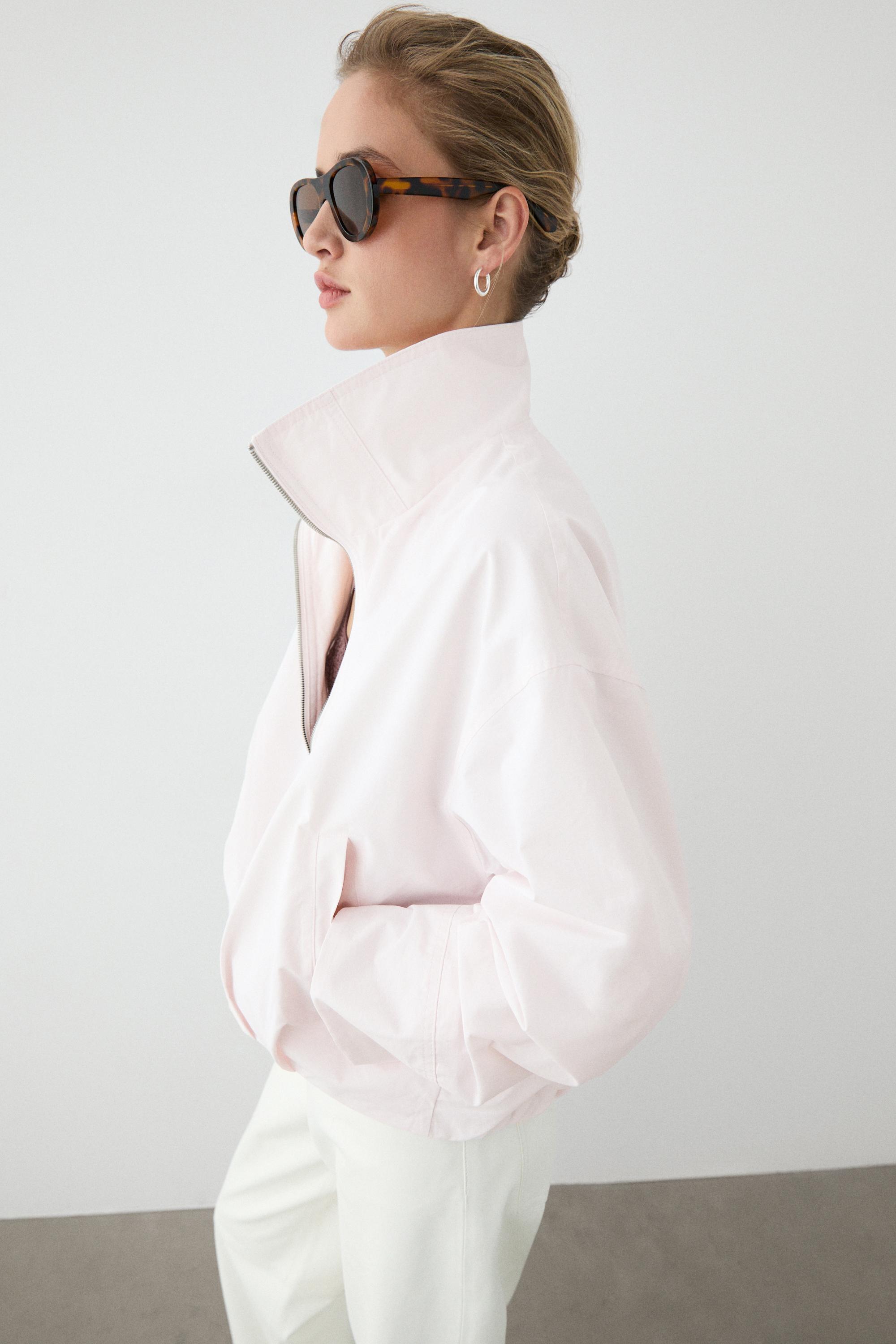 High-neck bomber jacket — ROSE PINK