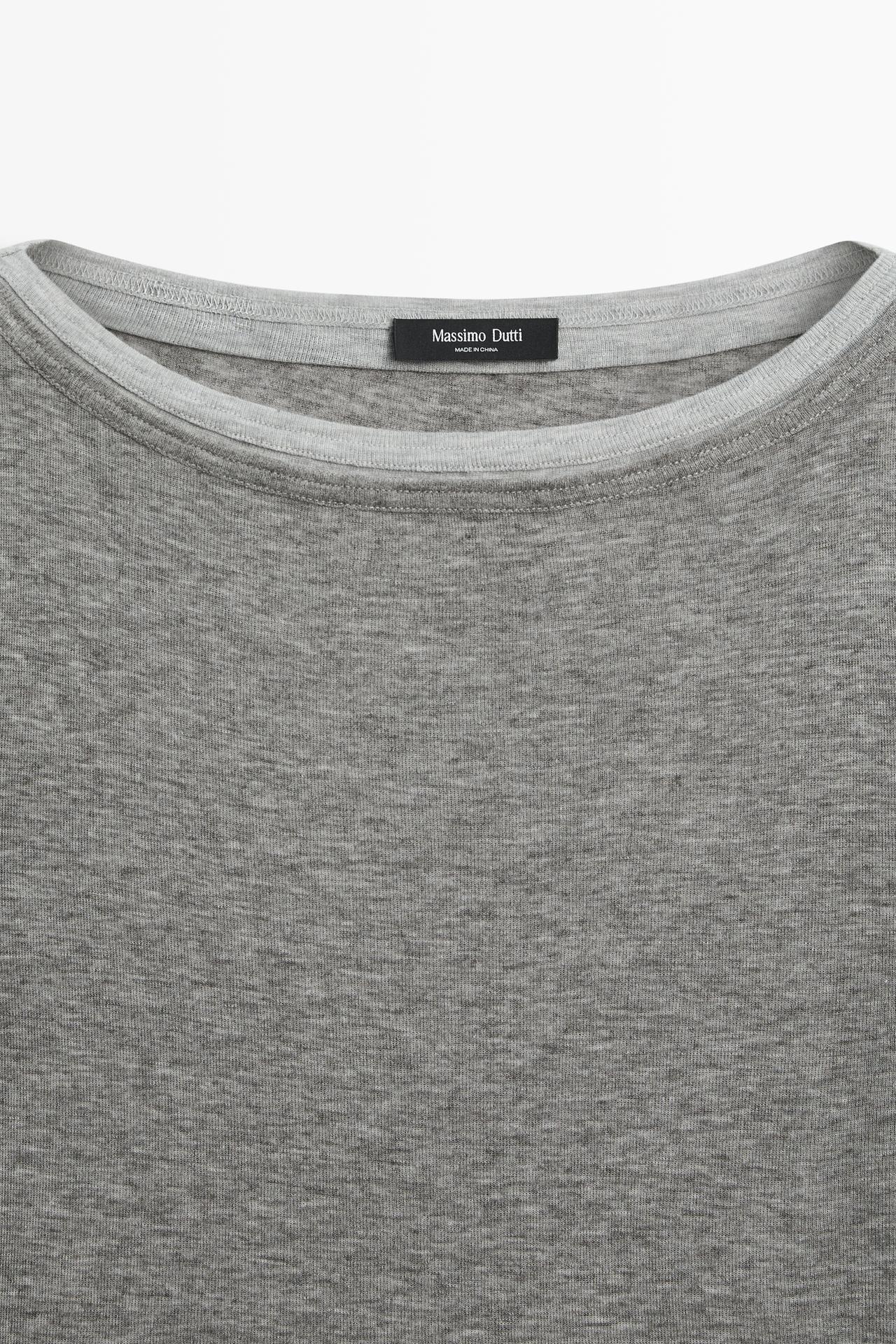 Double boat neck T-shirt — GREY MARL