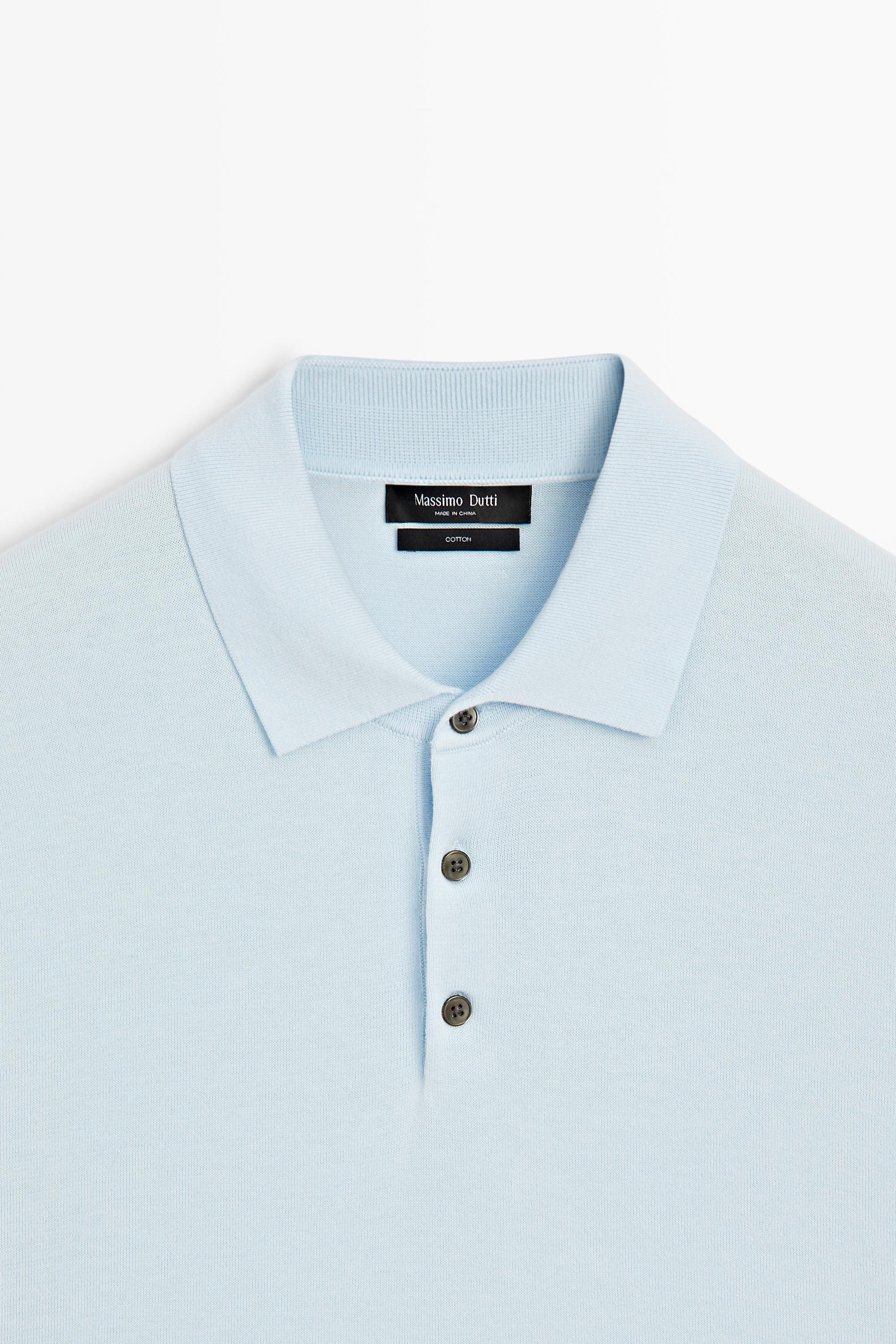 100% Cotton Knit Polo Shirt — Light Blue