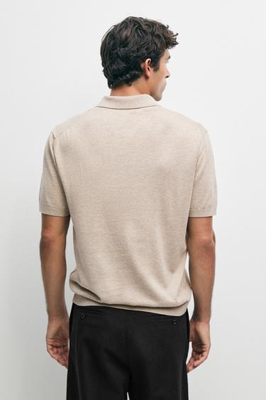 100% cotton knit polo sweater — BEIGE 5