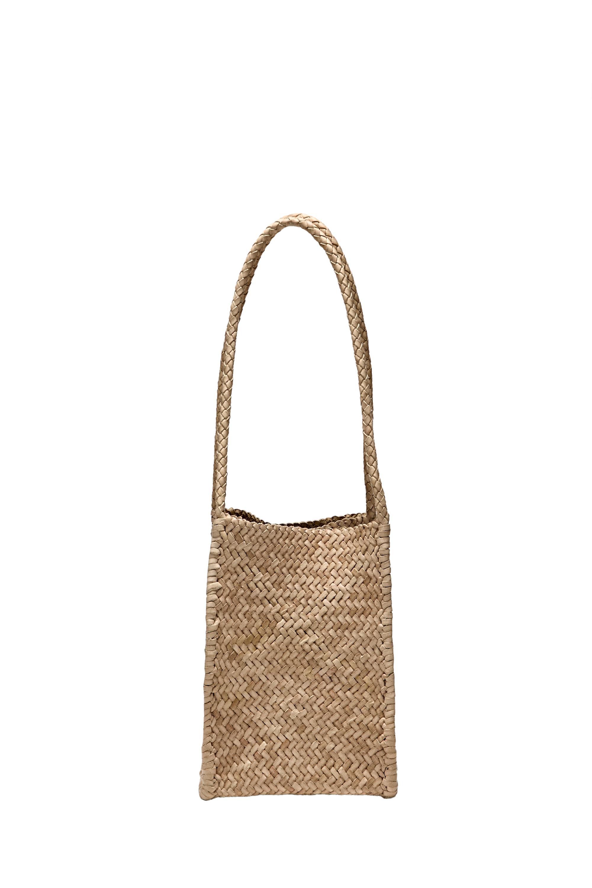 Nappa leather woven bucket bag