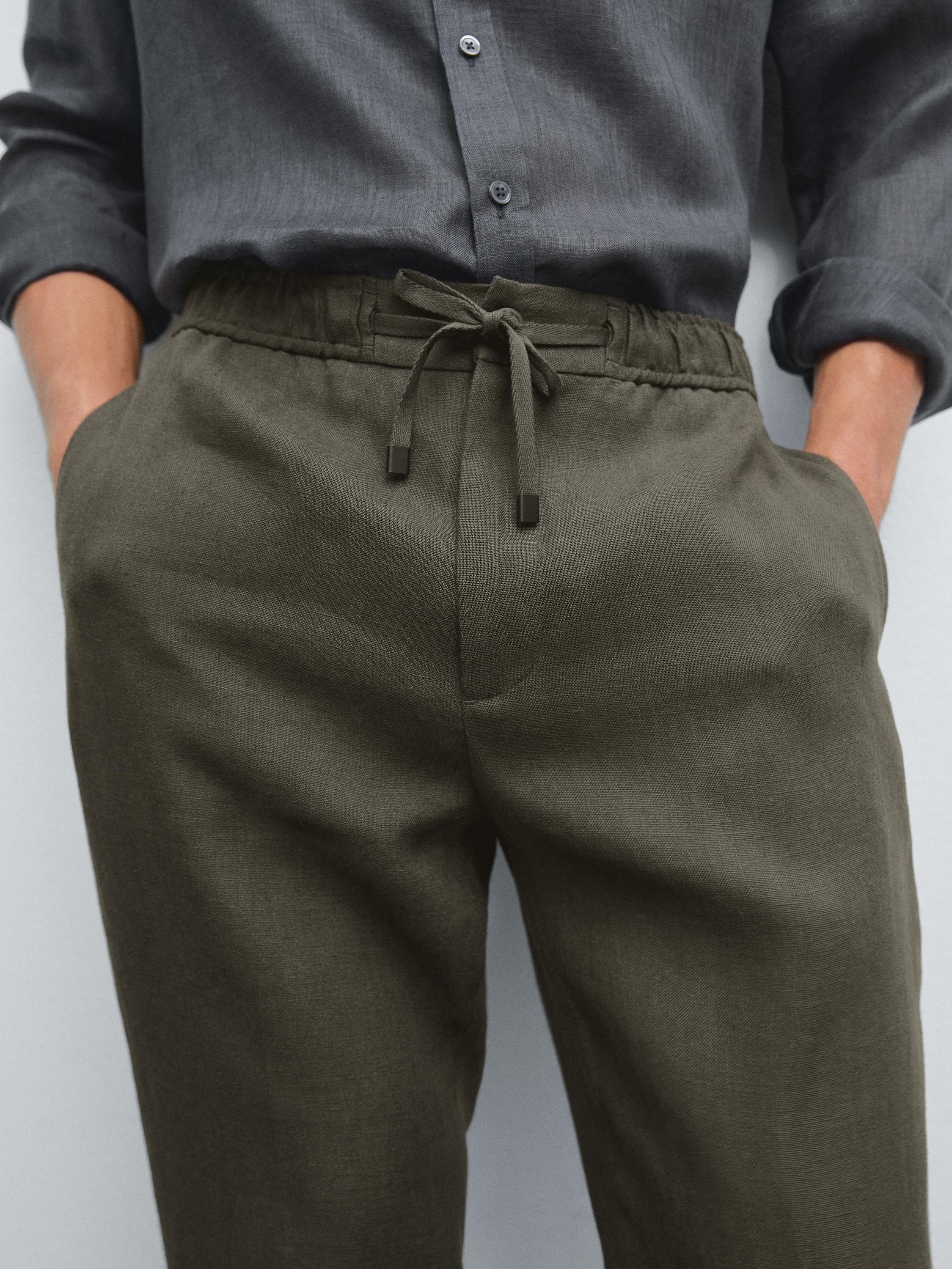 100% linen jogger fit trousers