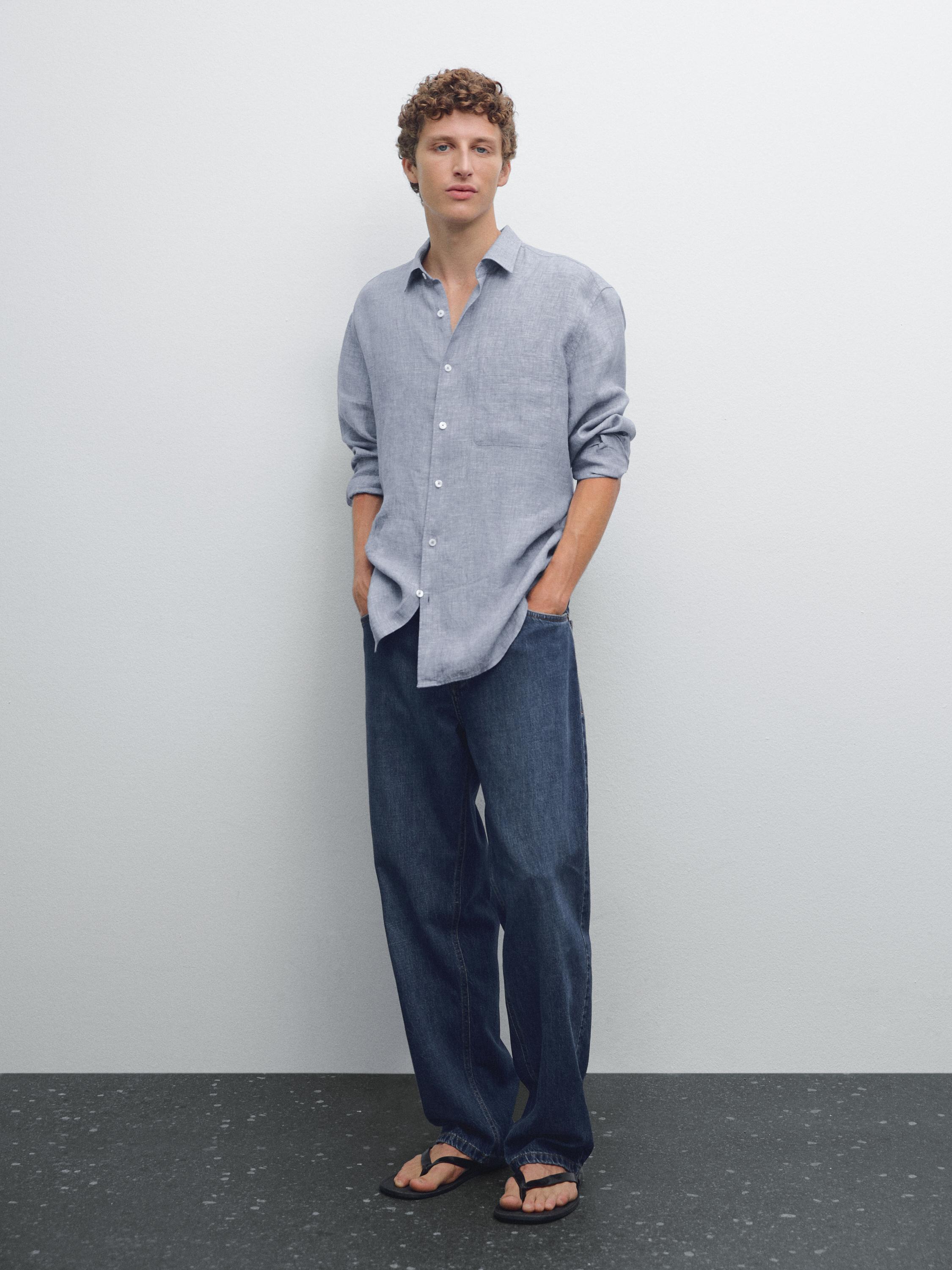 Kemeja regular fit linen 100%
