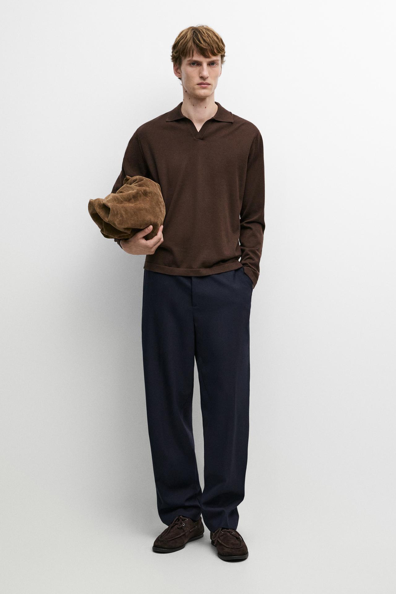 100% cool wool textured pants — DEEP BLUE