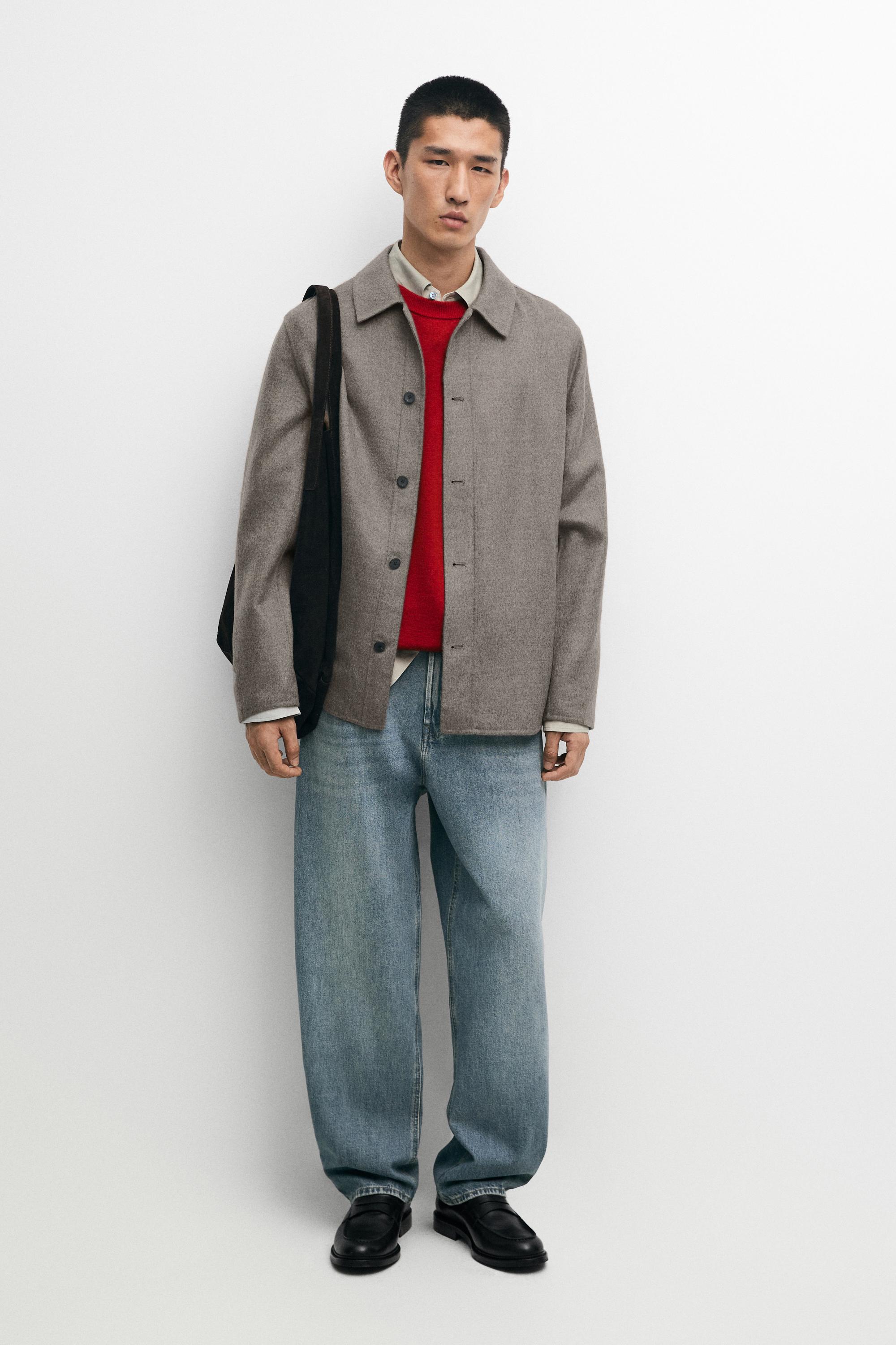 Wool blend button-detail overshirt