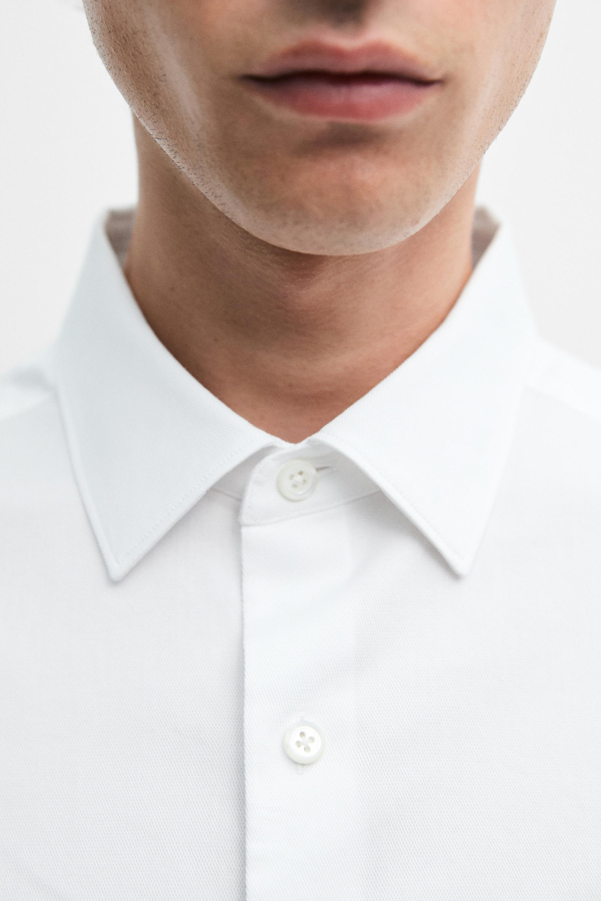 Textured 100% cotton shirt — WHITE