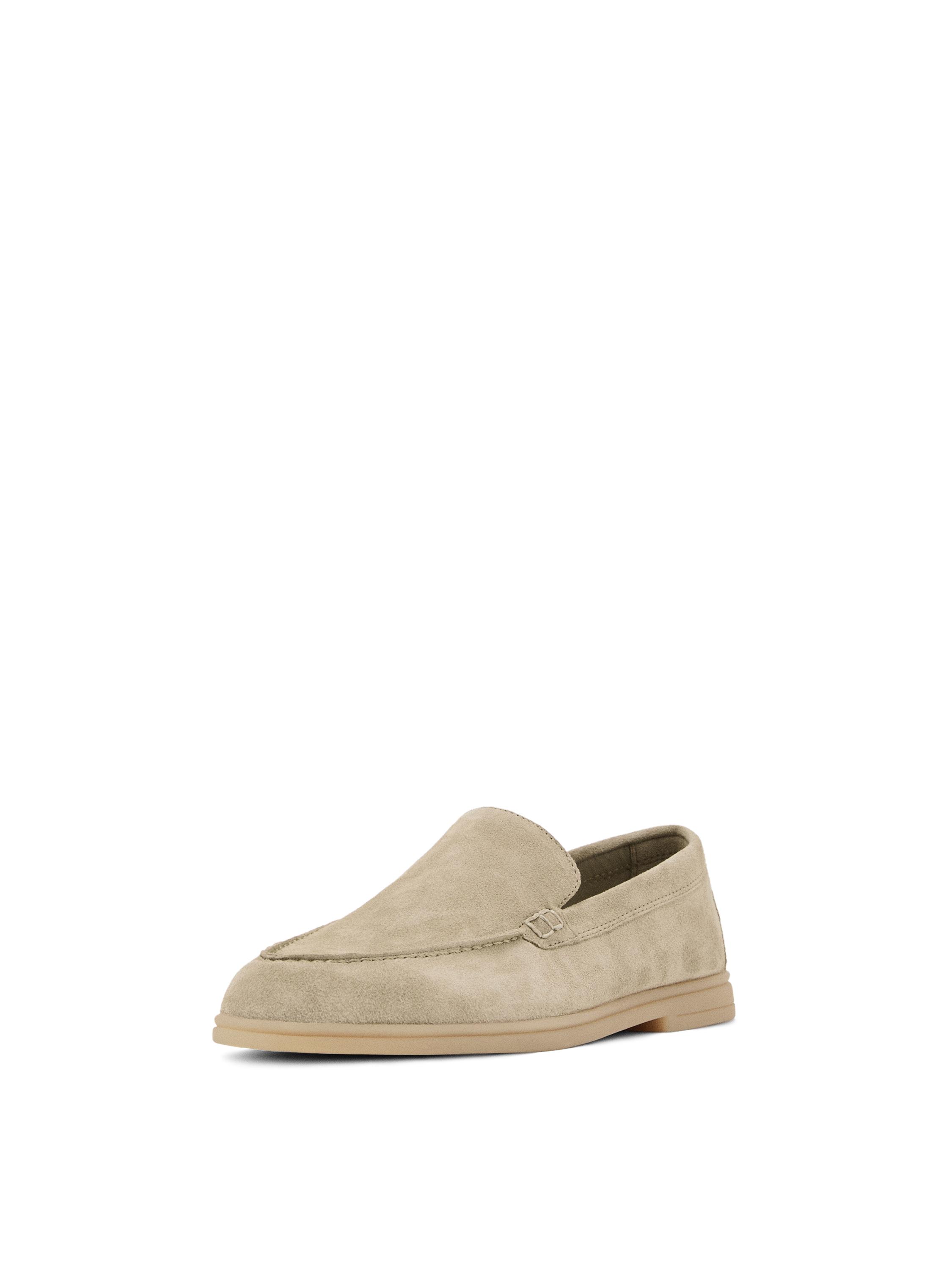 Split leather loafers — BEIGE