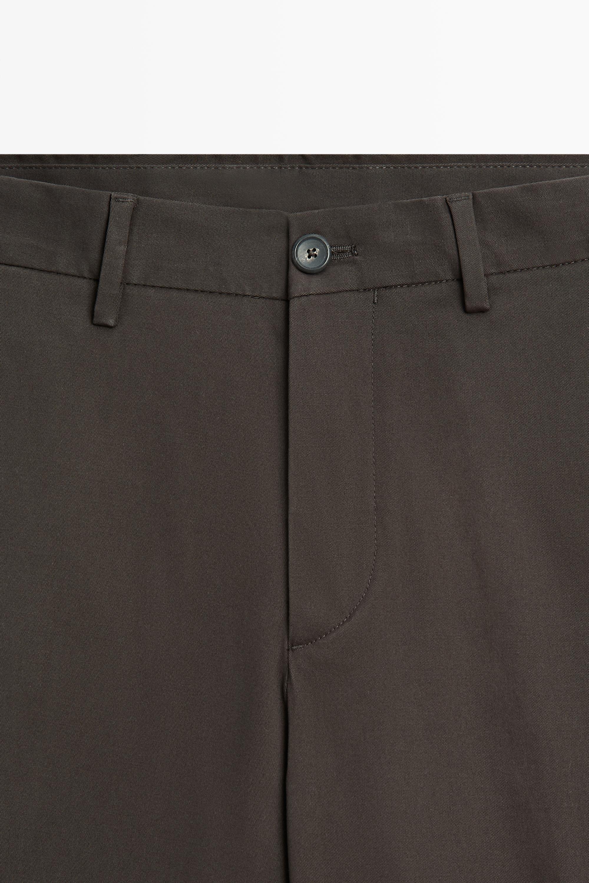 Cotton blend slim fit pants — BROWN