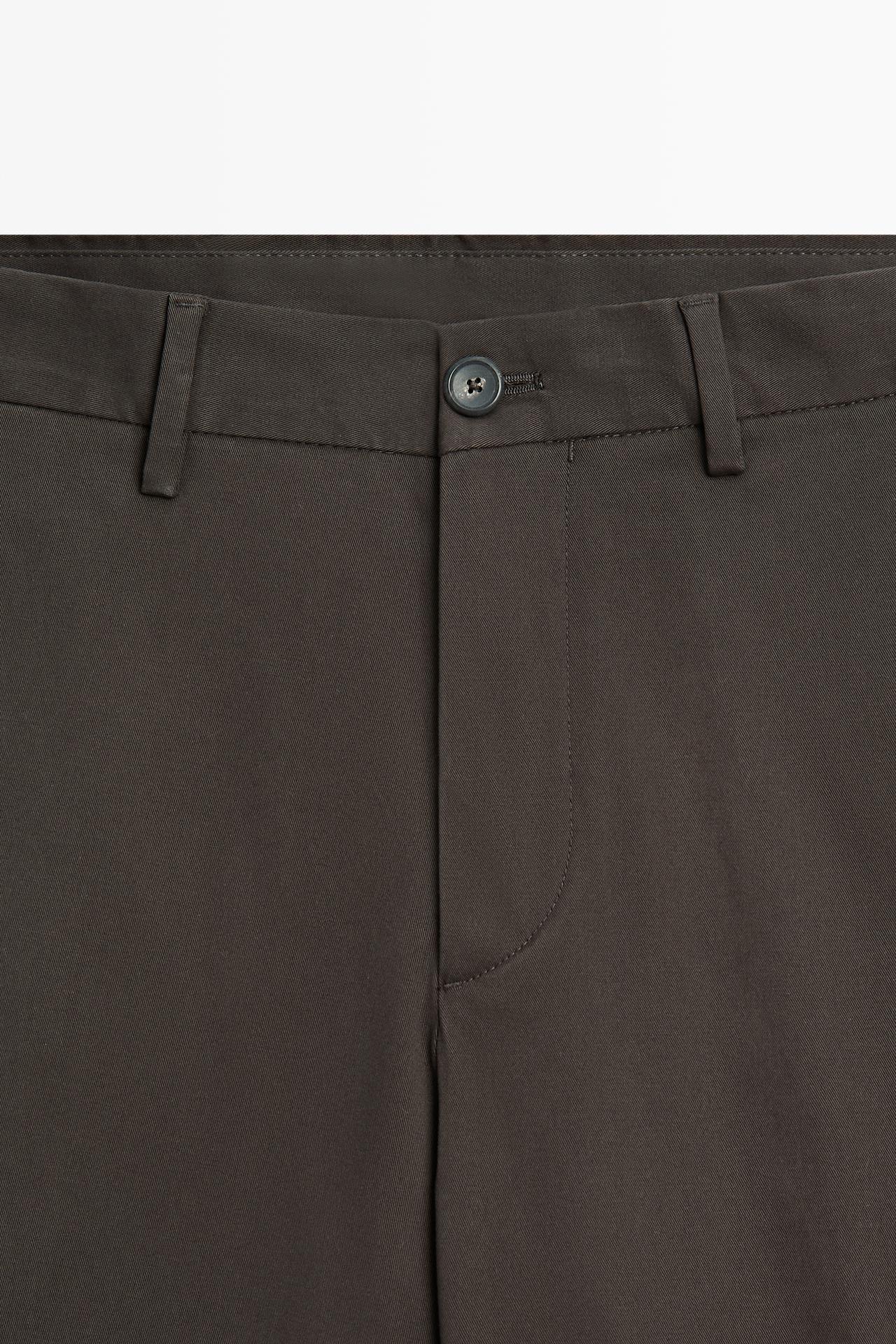 Cotton blend slim fit pants — BROWN
