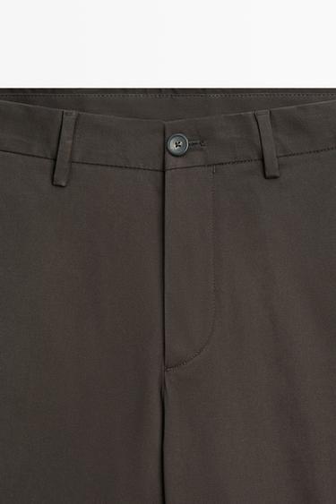 Cotton blend slim fit pants — BROWN 9