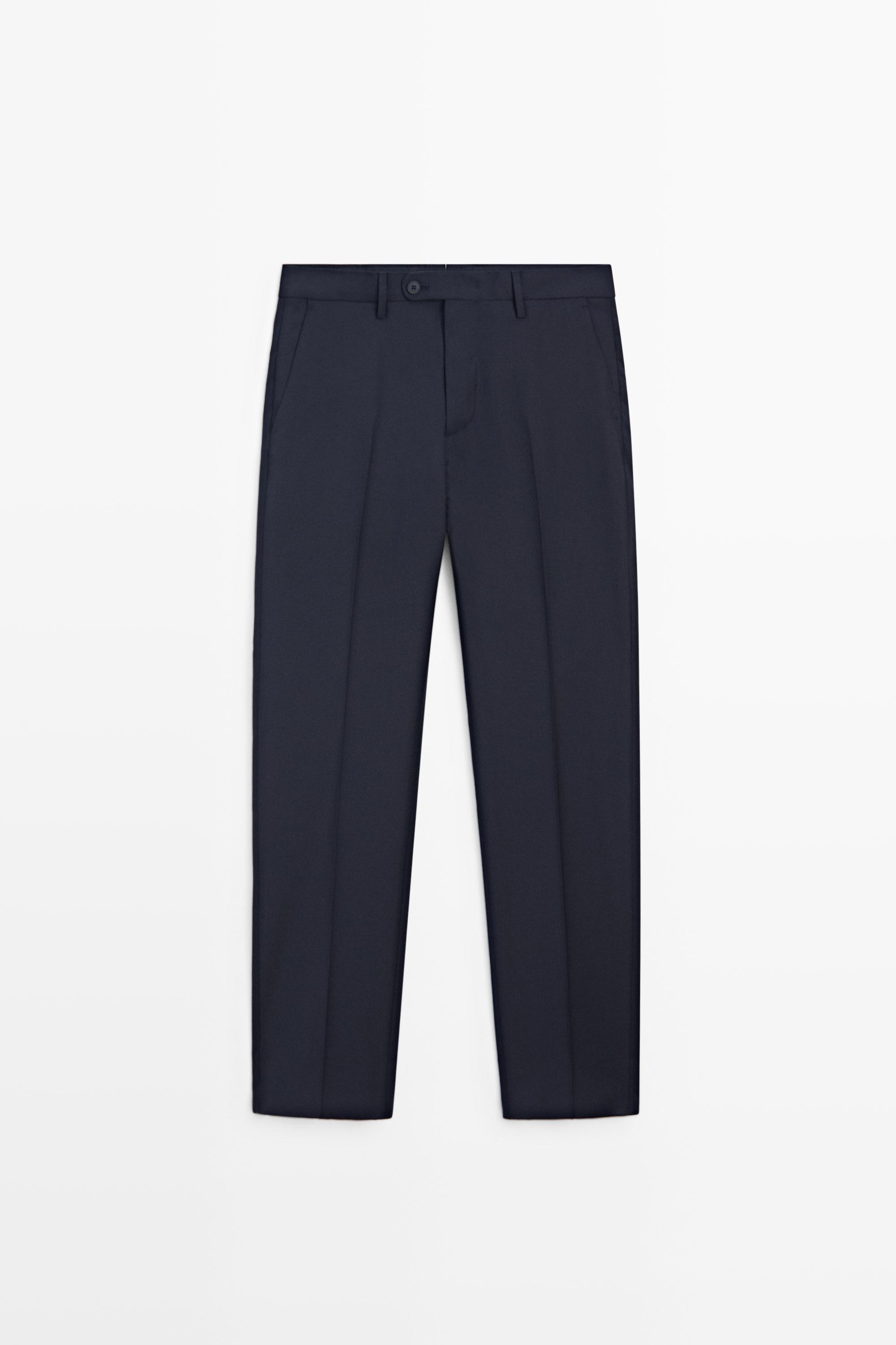 Textured suit pants — NAVY BLUE