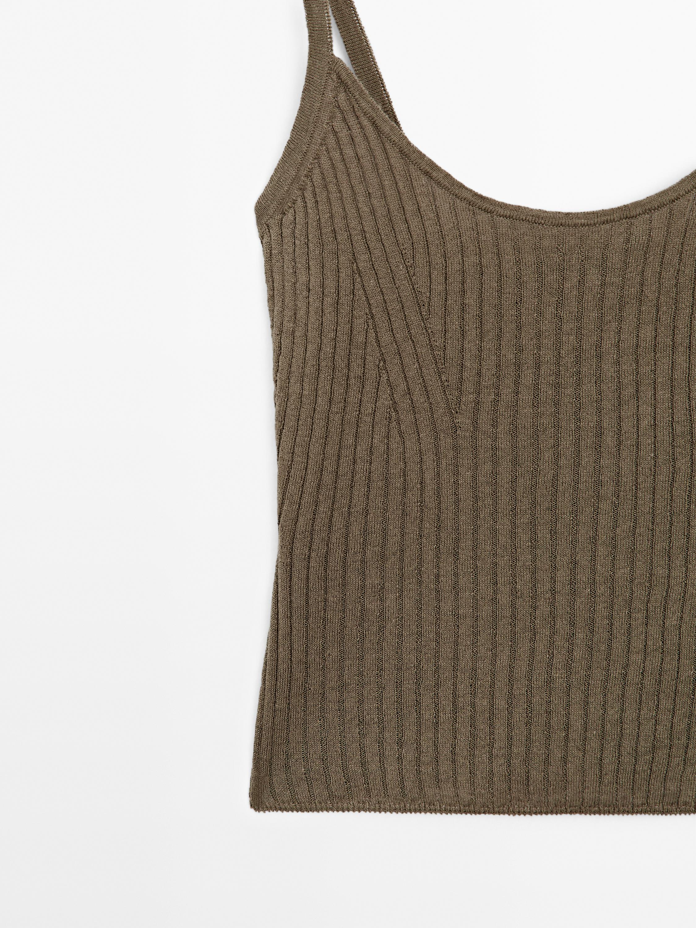 Tricot top met ribcord