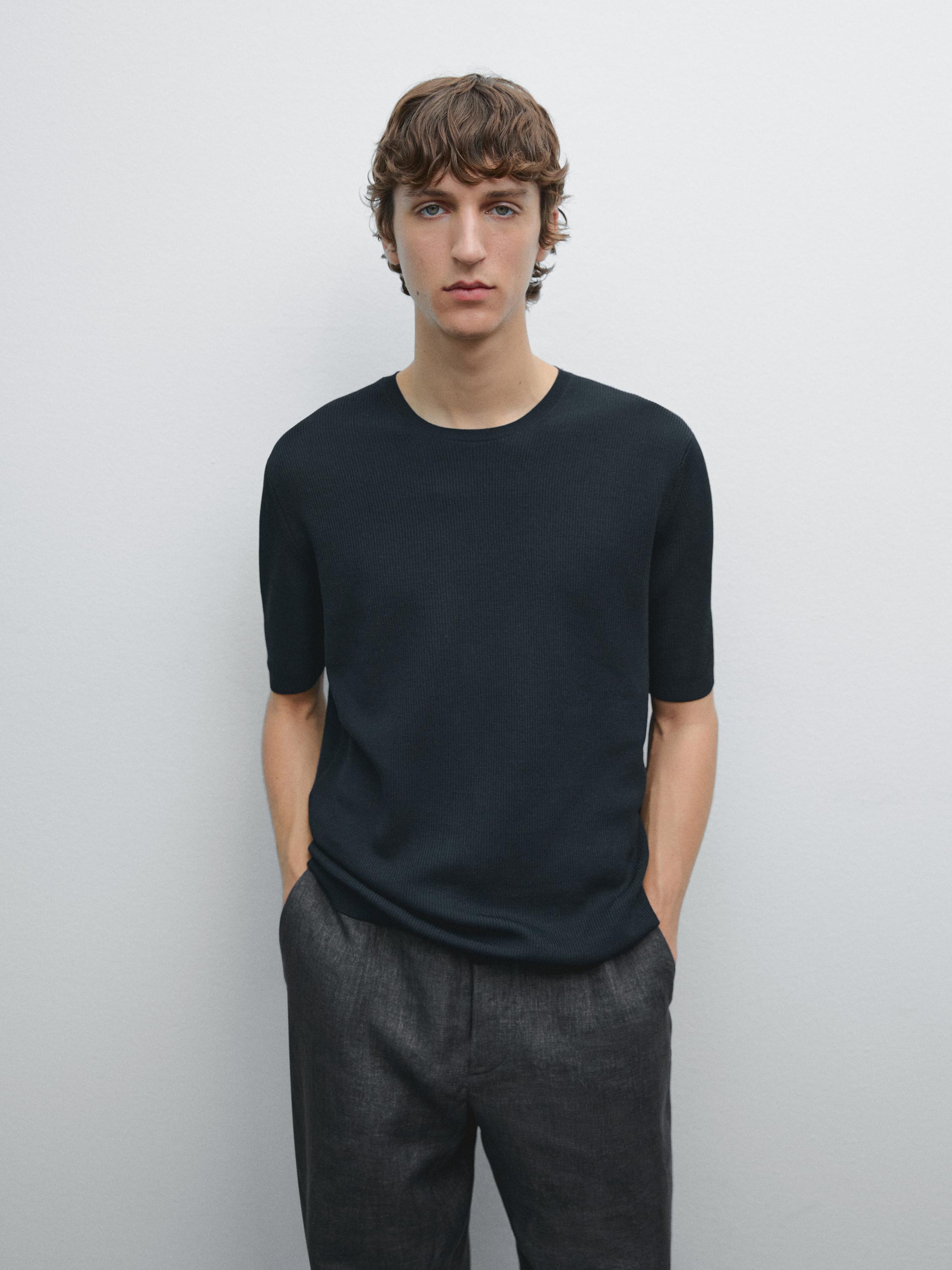 Short sleeve knitted jumper 100% cotton