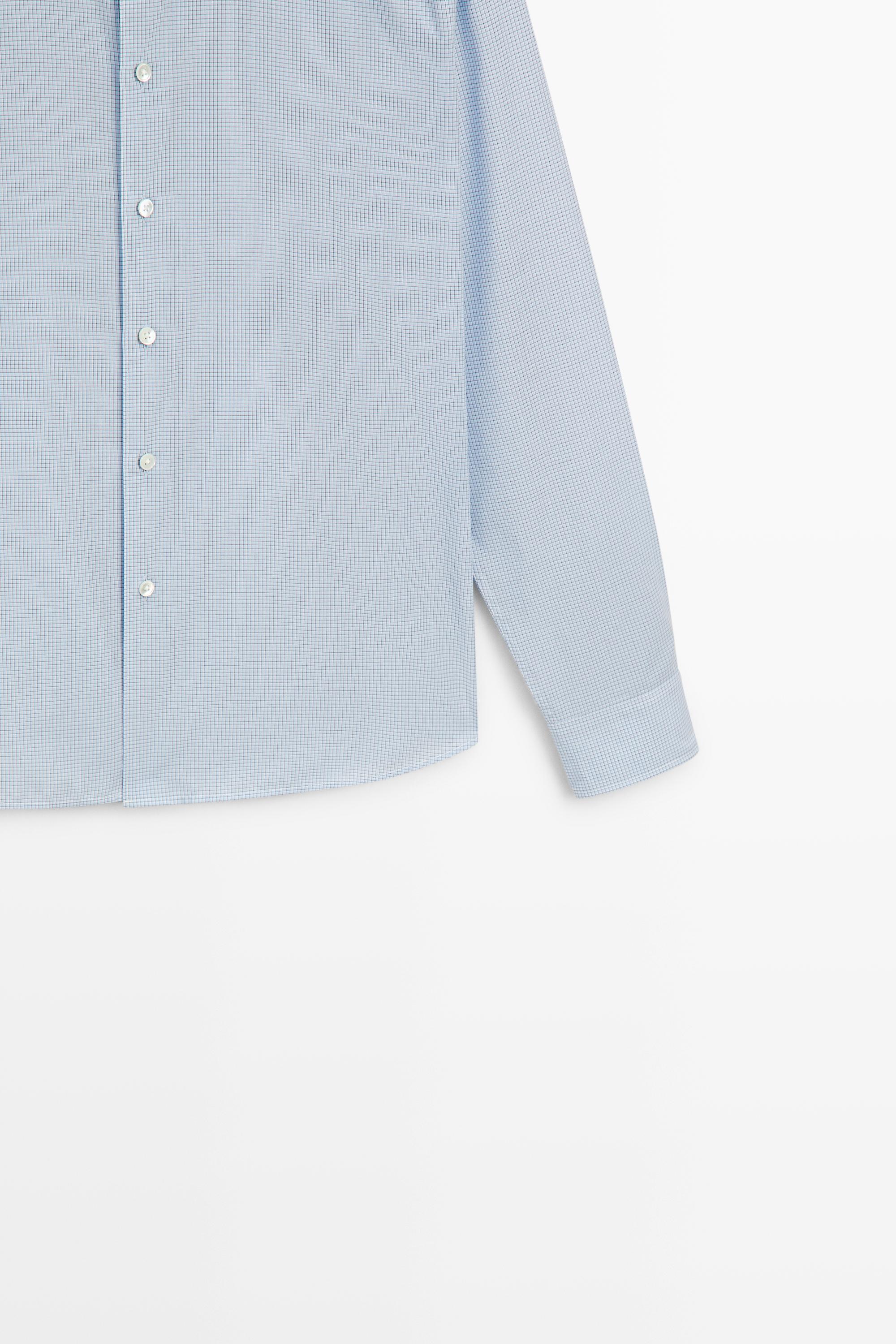 100% cotton regular fit plaid shirt — BLUE