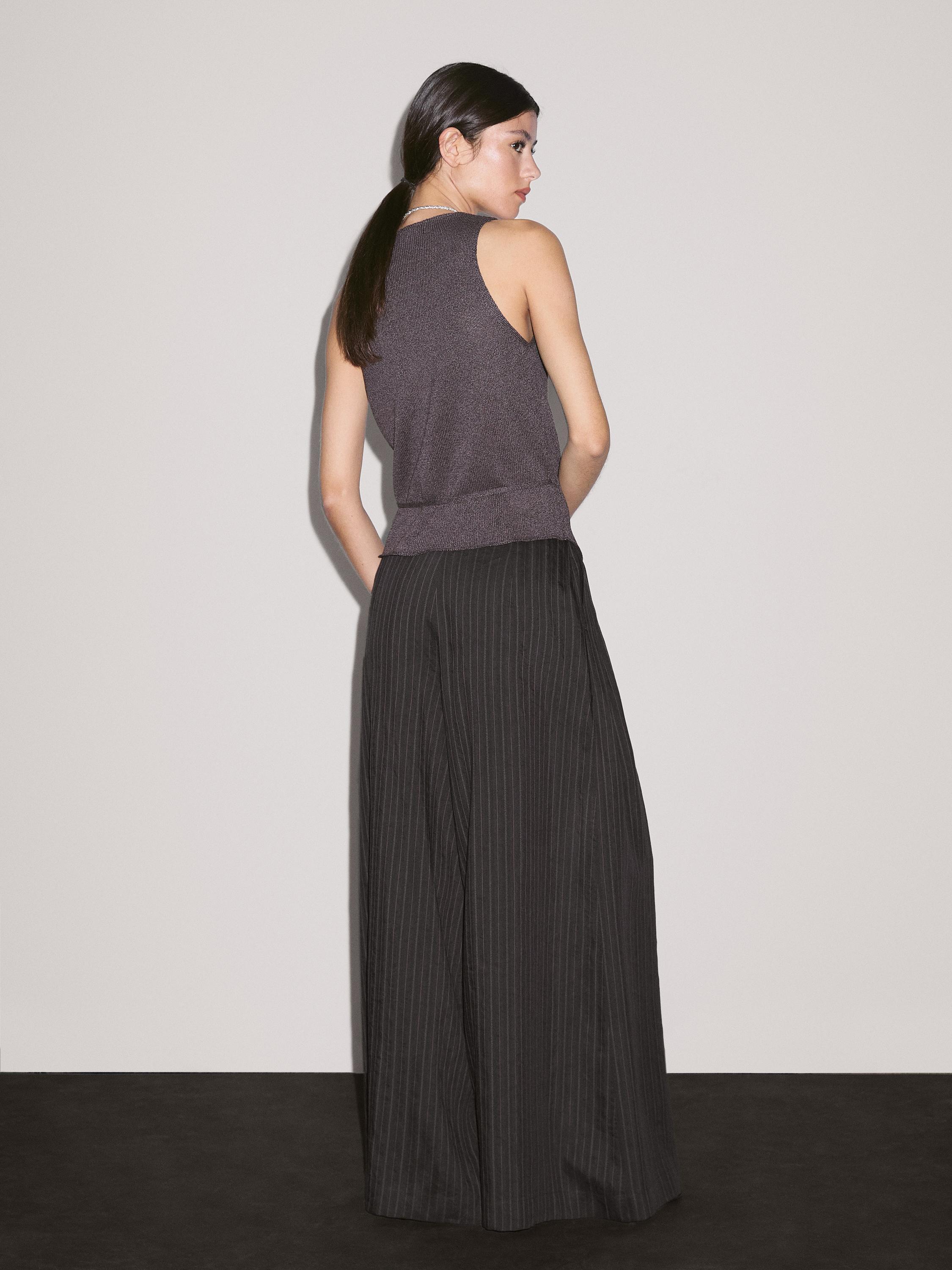 Knit crossover waistcoat with drawstring