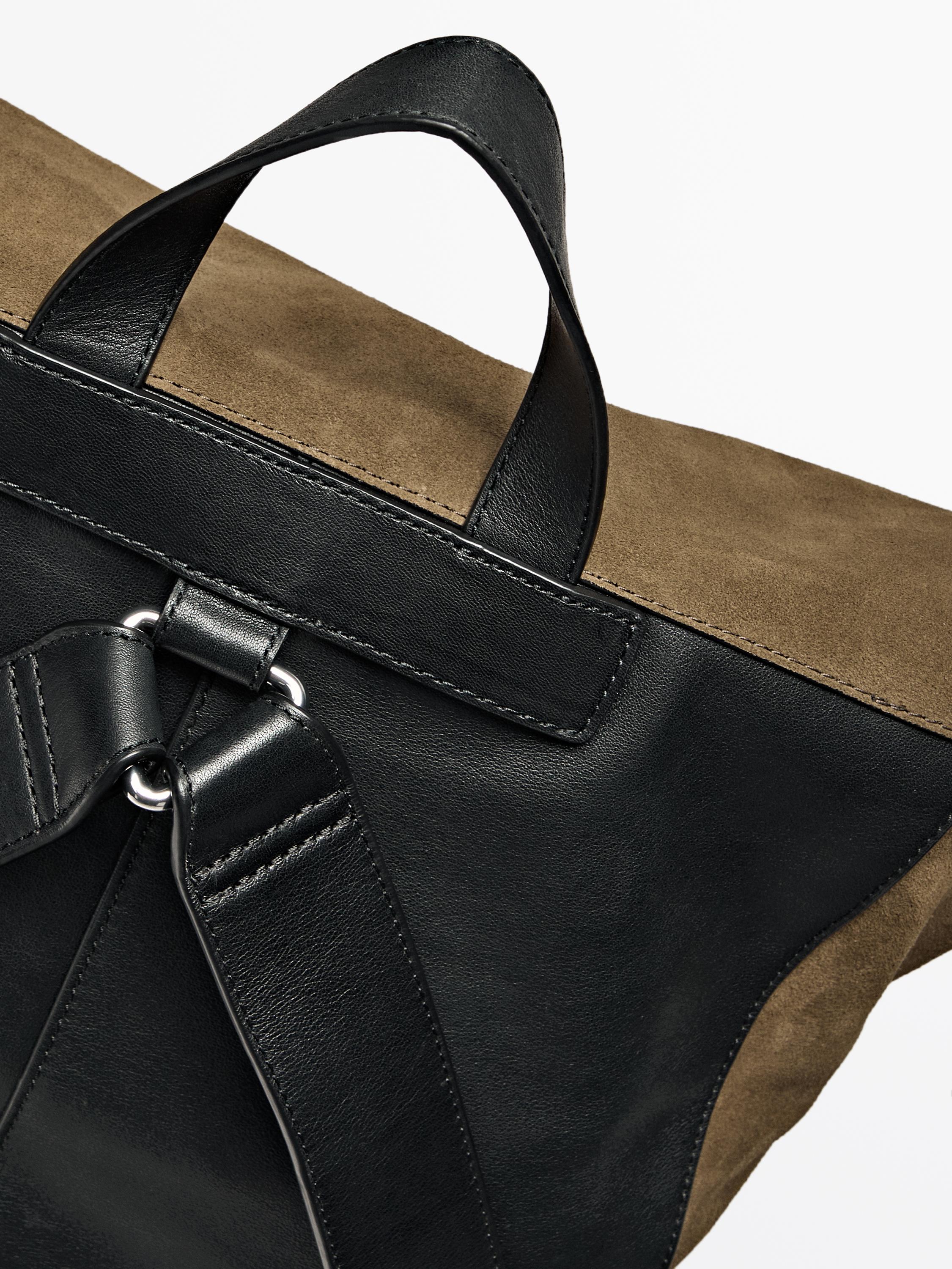 Split suede backpack with nappa leather detail
