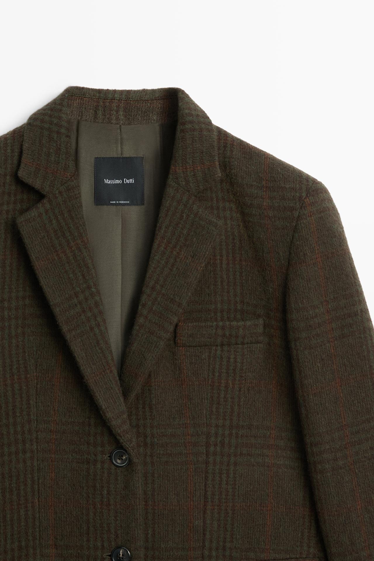 Checked wool blend blazer — MINK