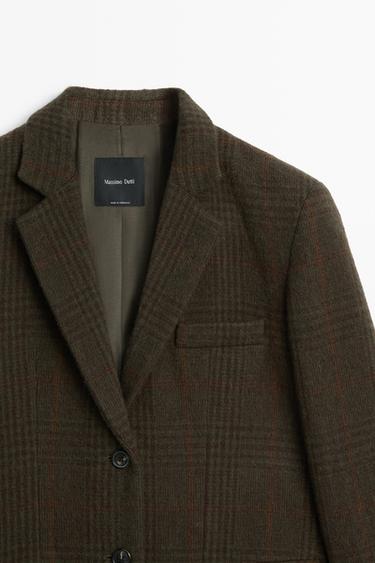 Checked wool blend blazer — MINK 9