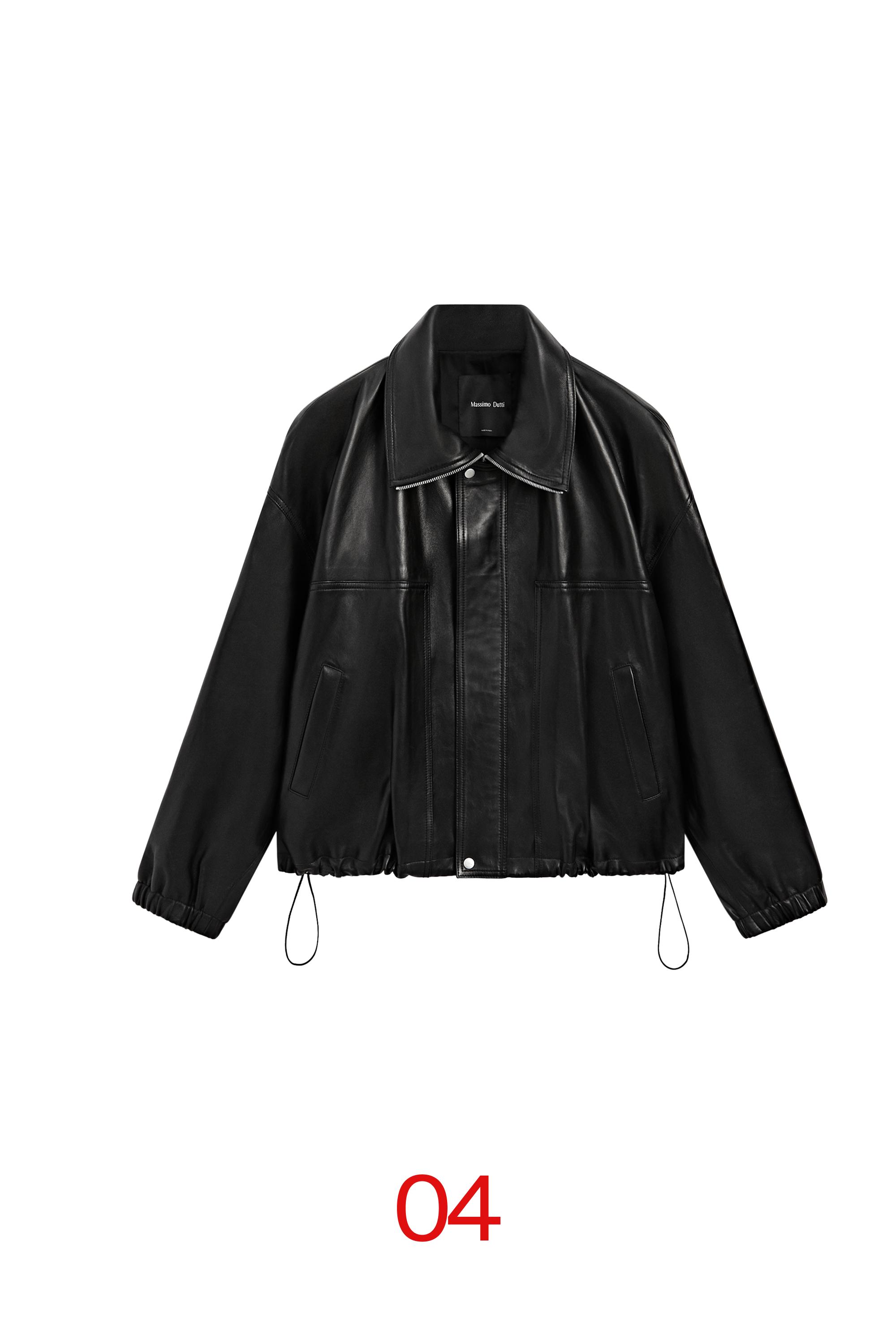 Nappa leather bomber jacket · Black · Leatherâ Outerwear | Massimo