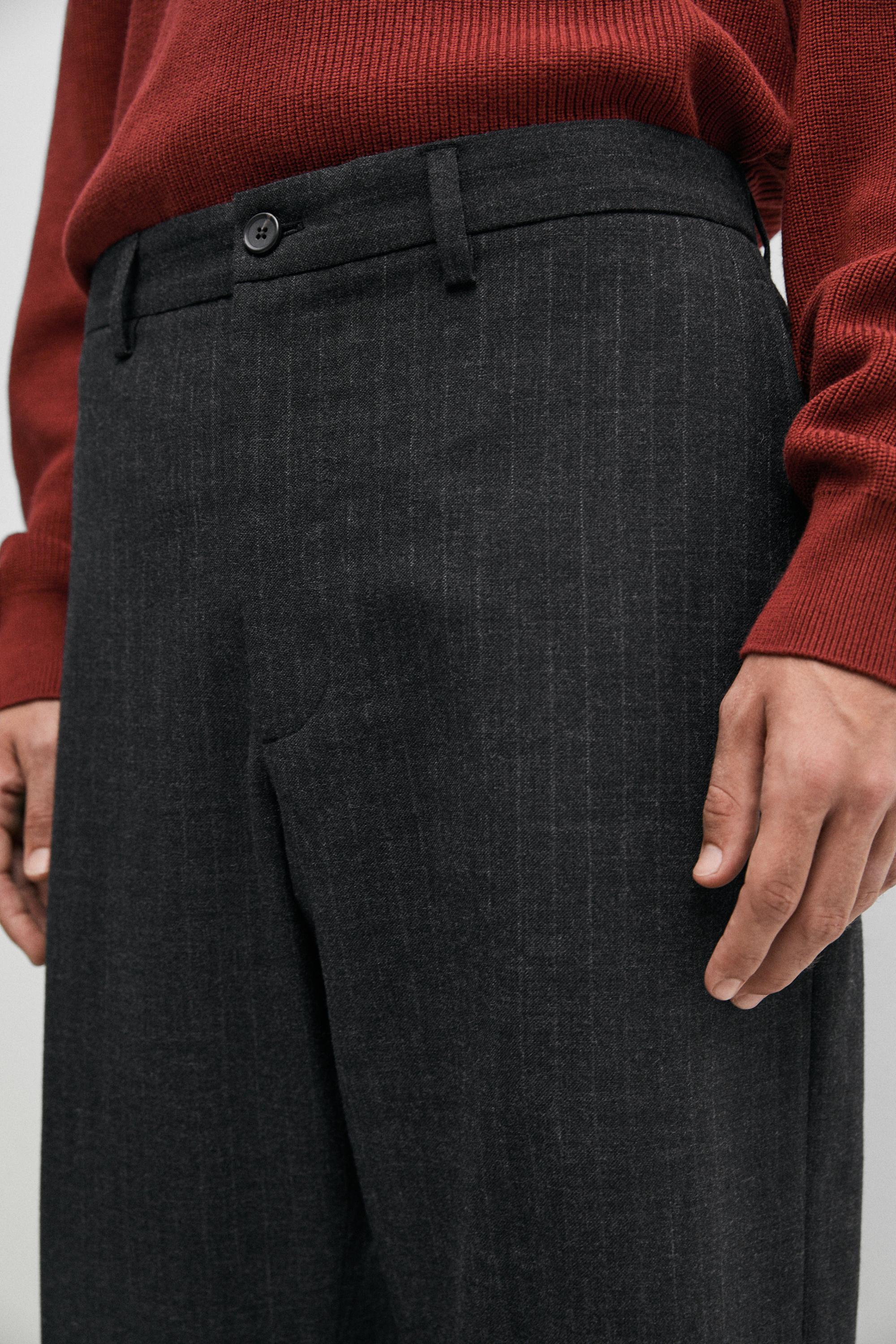 100% wool striped relaxed fit trousers — ANTHRACITE GREY