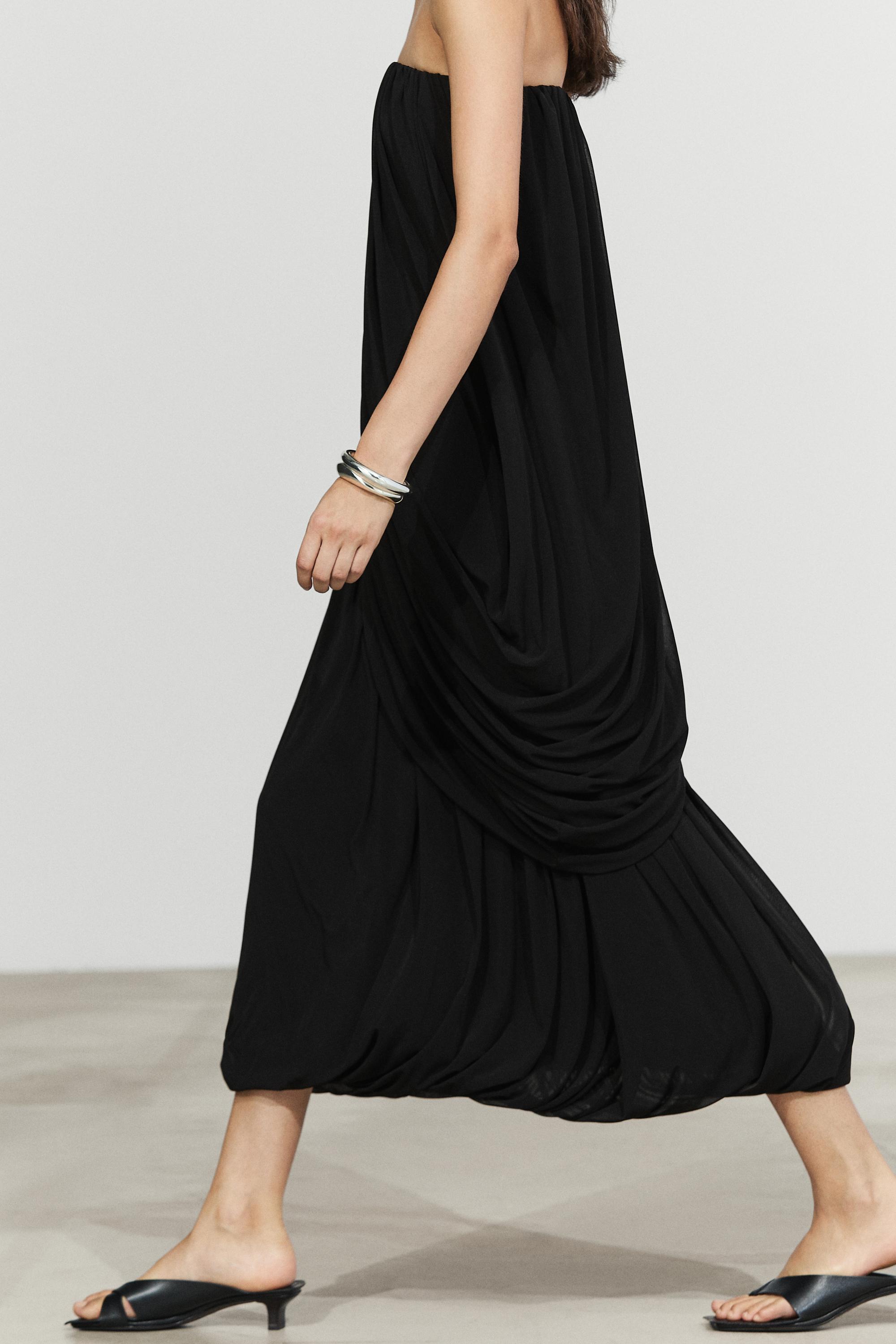 Strapless flowing top — BLACK
