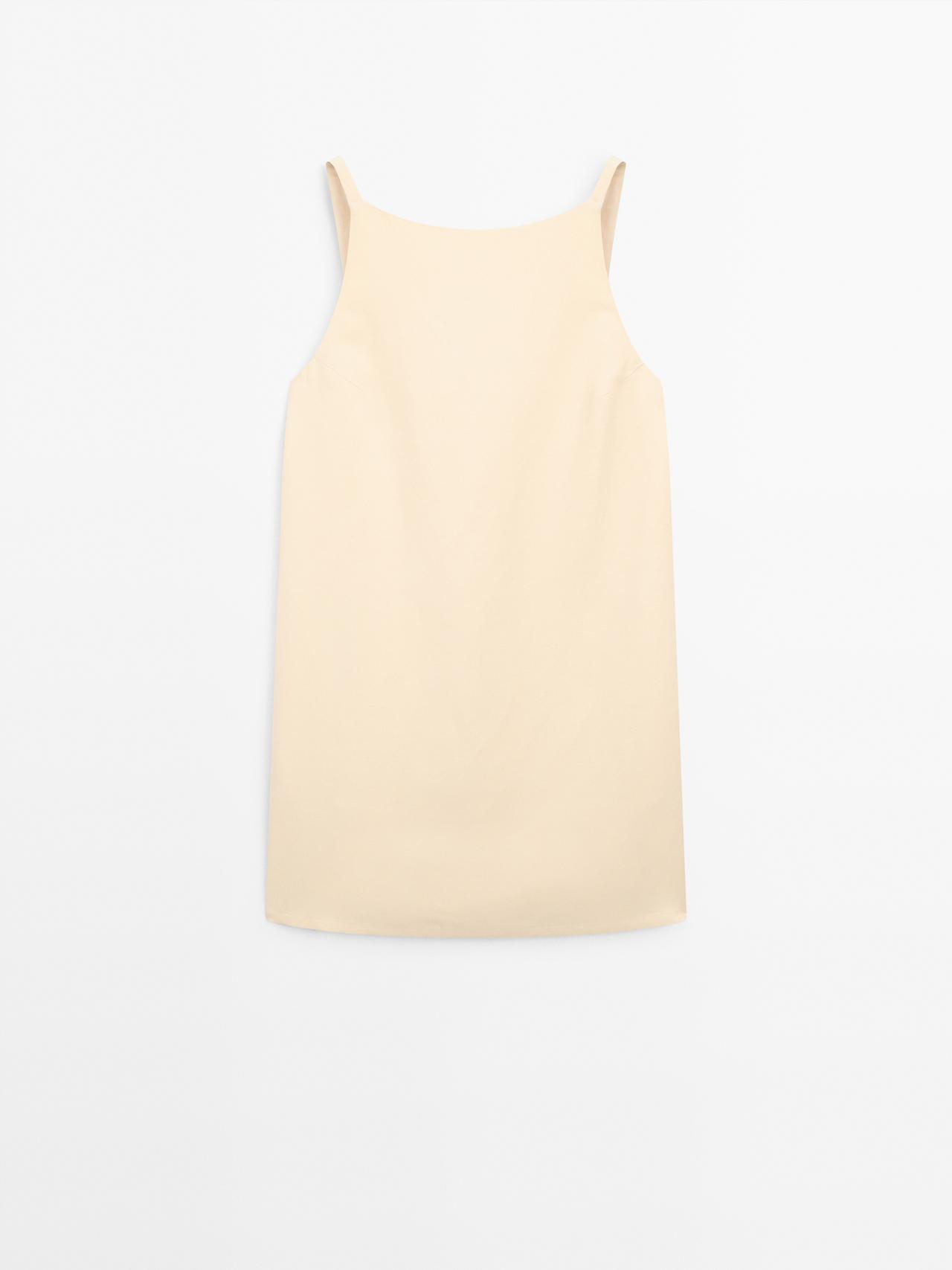 Massimo Dutti - Dame - Kort Kjole Med Detalje På Ryggen - Sennepsgul - 36