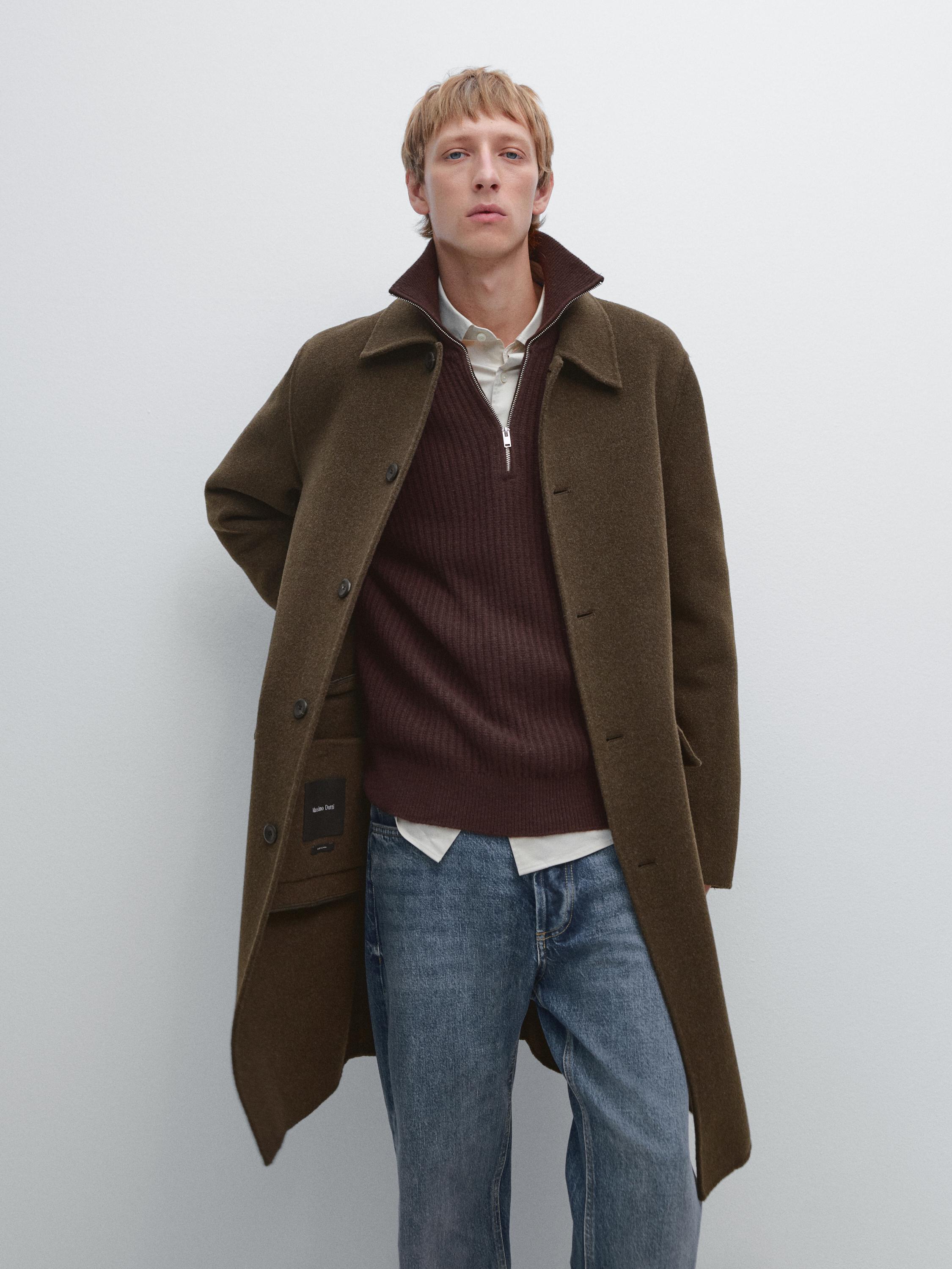 Длинное двухслойное пальто из смесовой шерсти