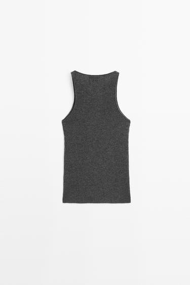 100% cashmere ribbed knit top — ANTHRACITE GREY 6