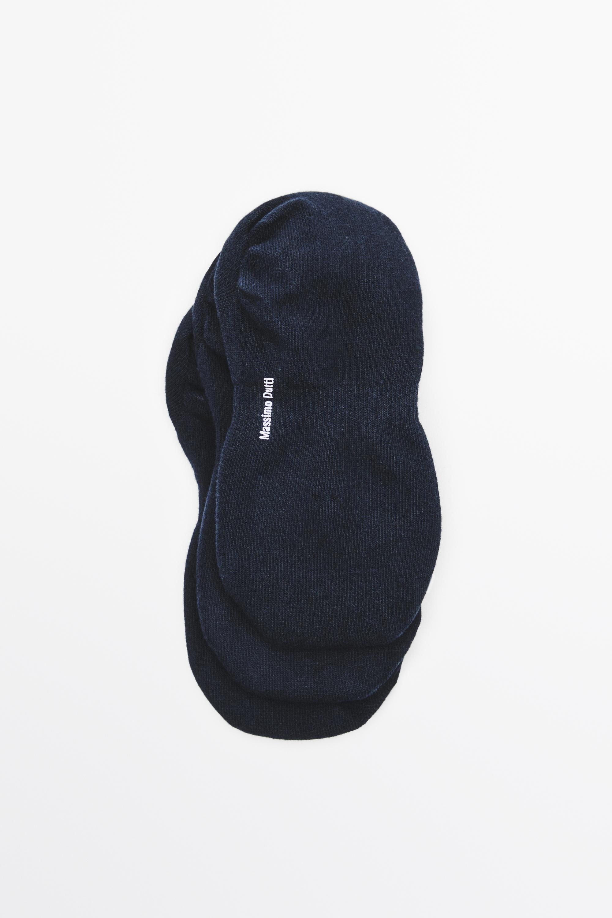 Pack of 3 pairs of no-show cotton blend socks — NAVY BLUE
