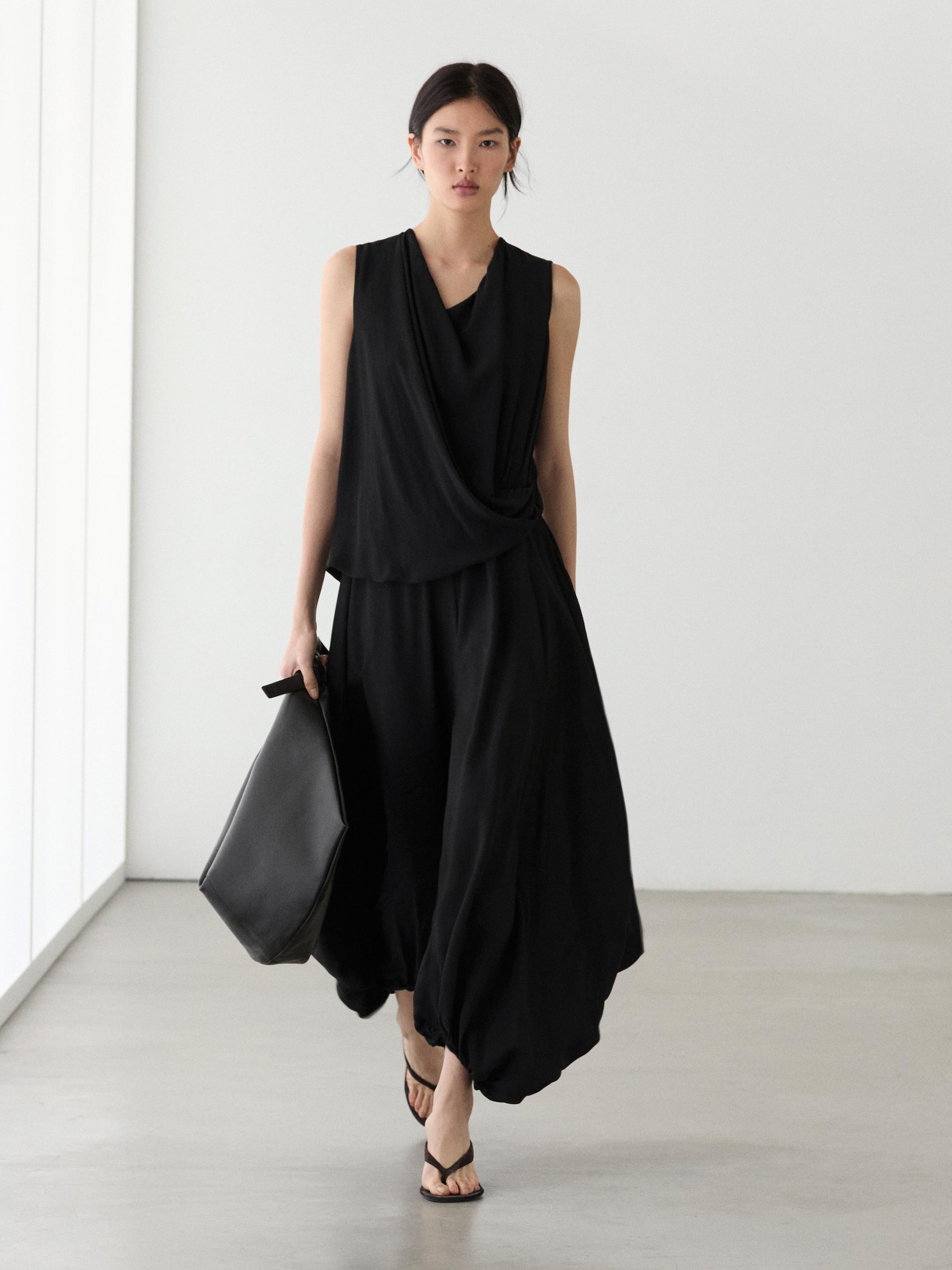Linen sarouel trousers — BLACK