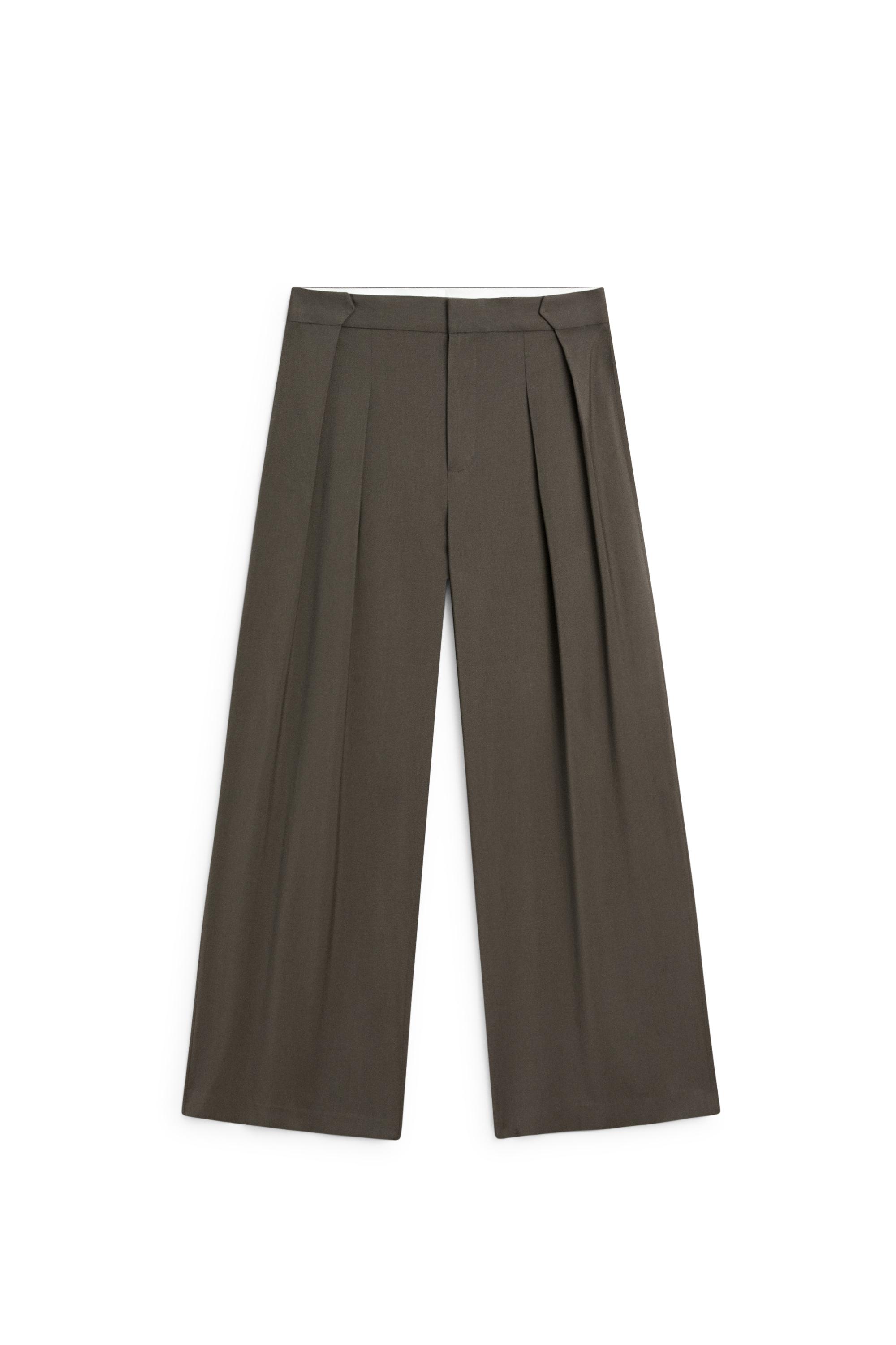 Massimo Dutti Pilili dökümlü geniş paça pantolon görsel 2