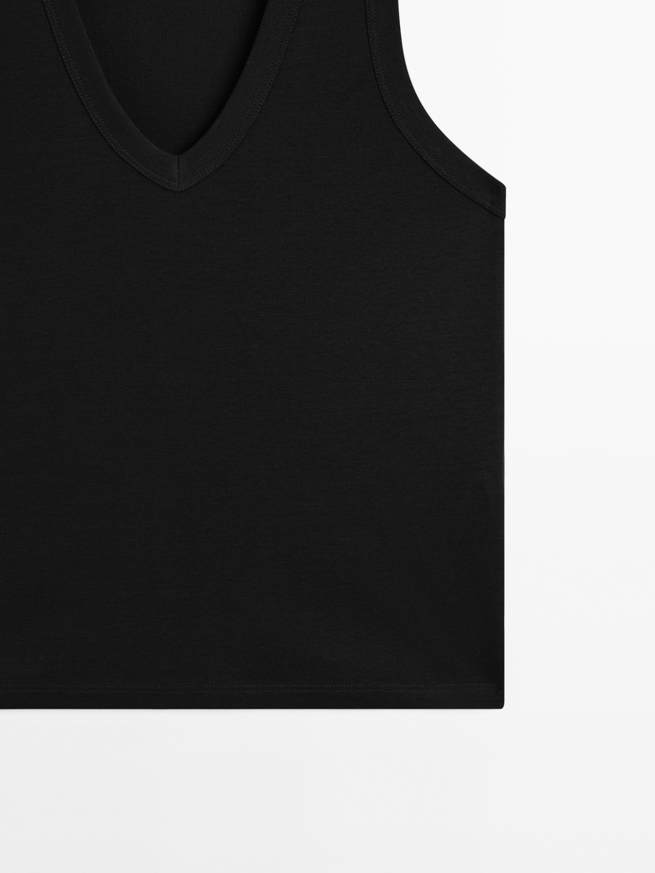 Mercerised cotton V-neck T-shirt